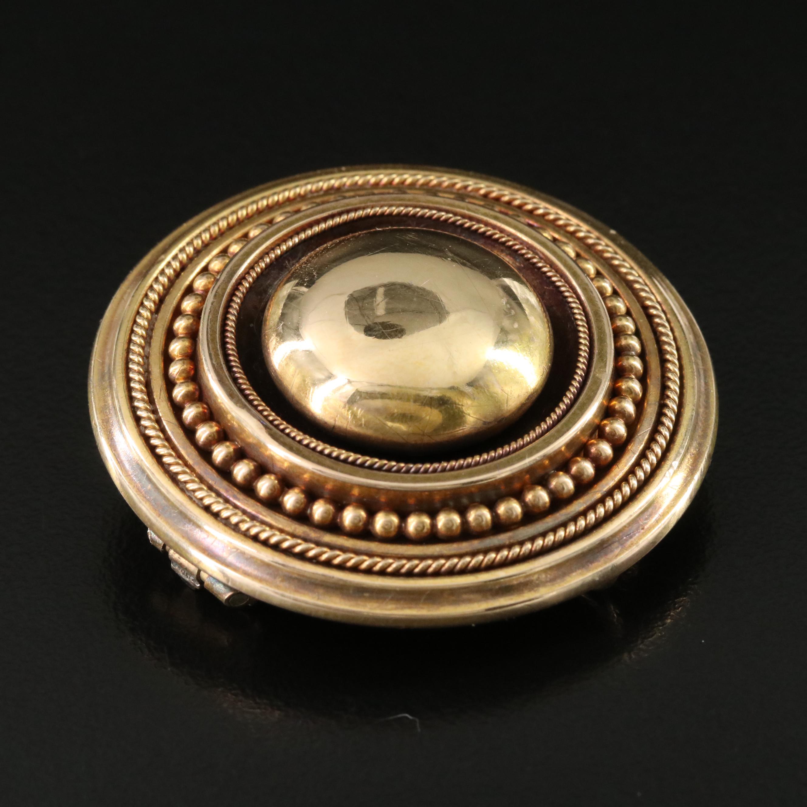 Victorian Mourning 14K Locket Converter Brooch with Box