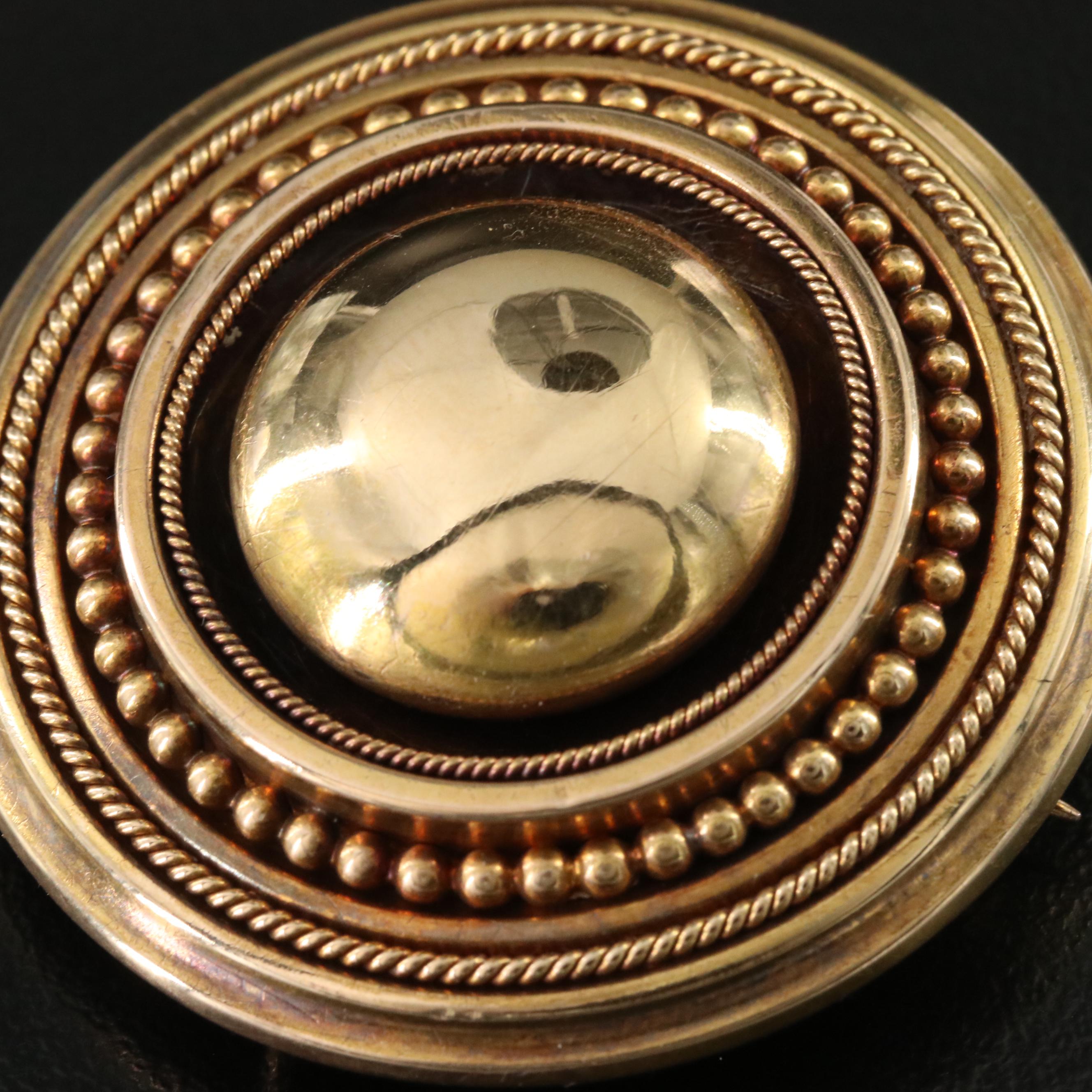 Victorian Mourning 14K Locket Converter Brooch with Box