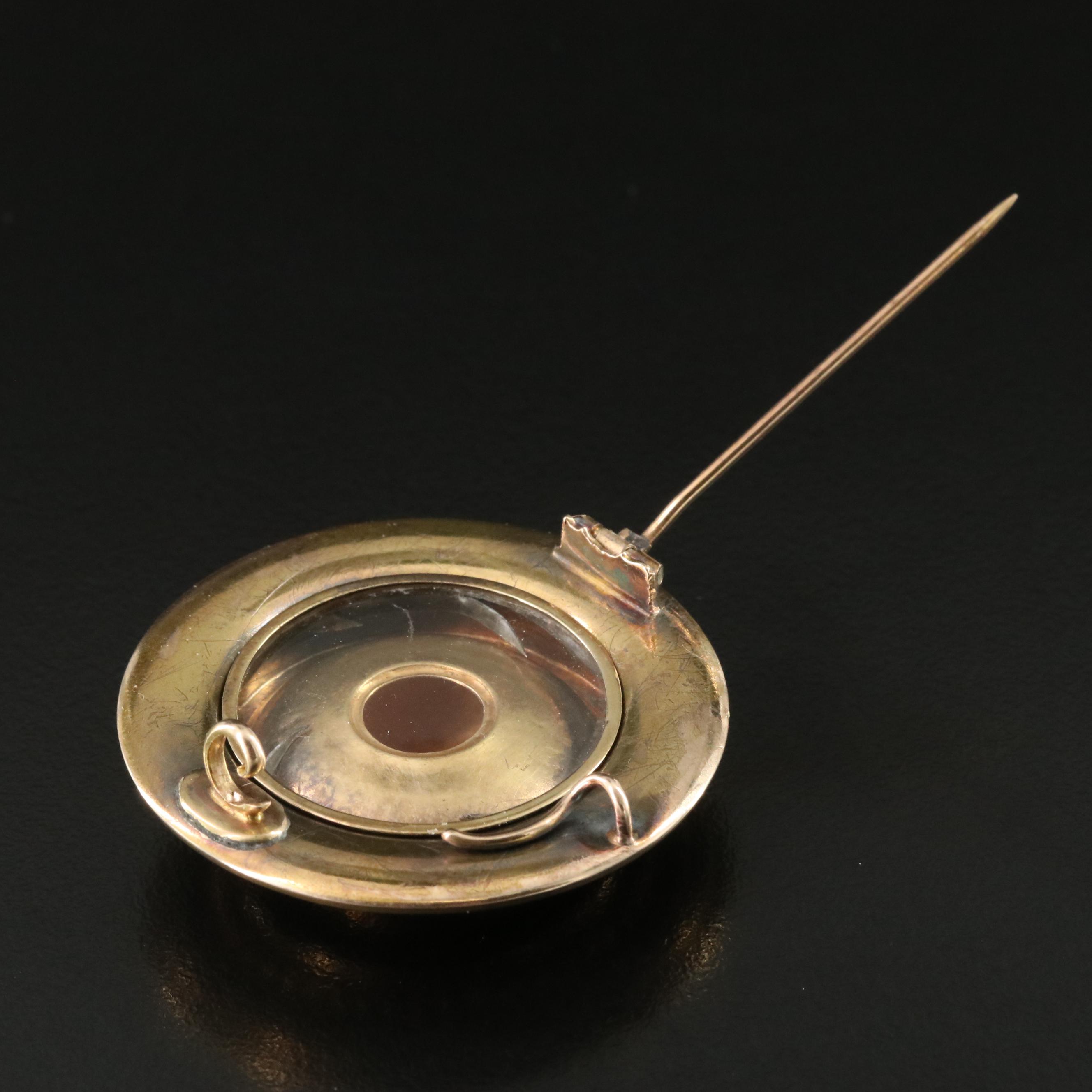 Victorian Mourning 14K Locket Converter Brooch with Box