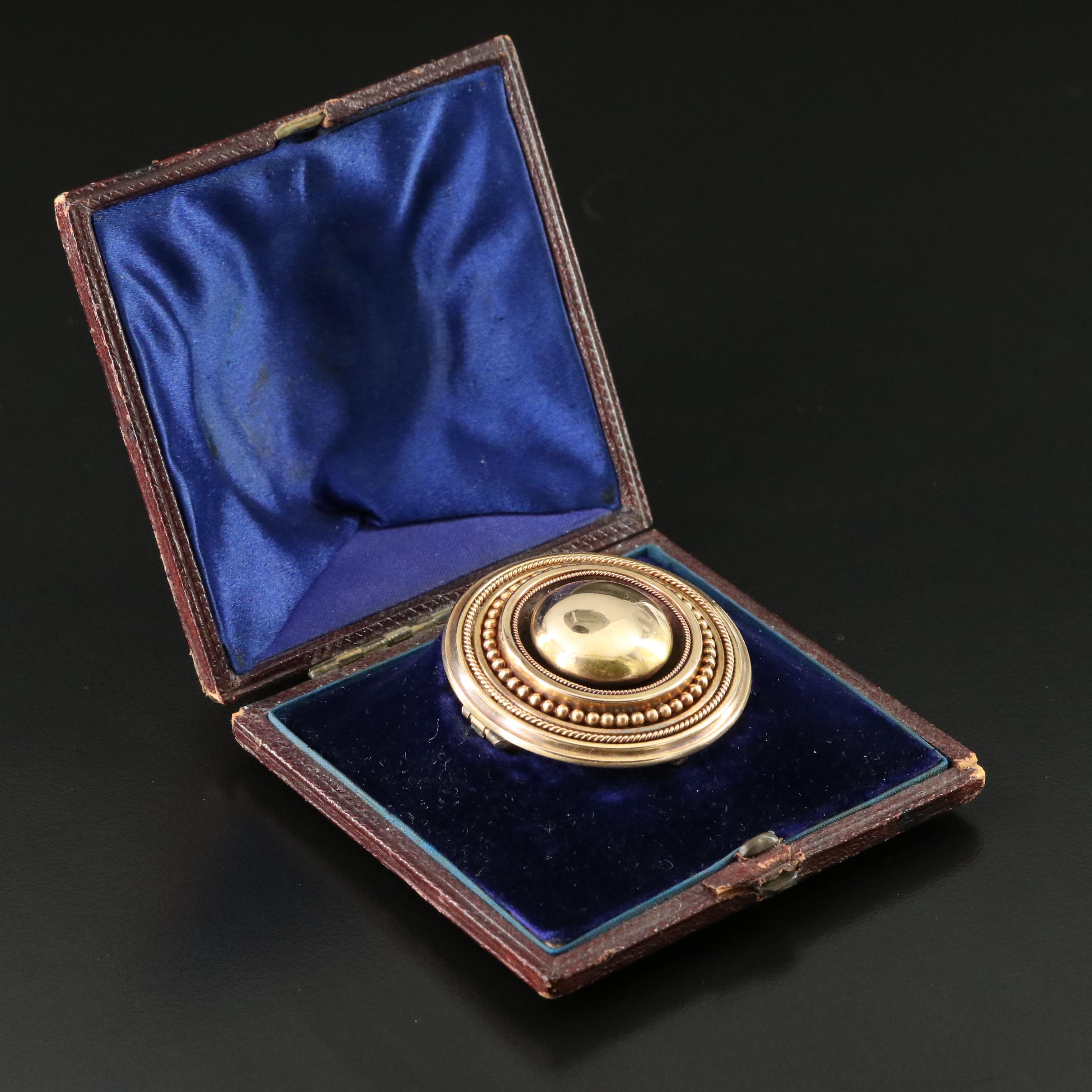 Victorian Mourning 14K Locket Converter Brooch with Box