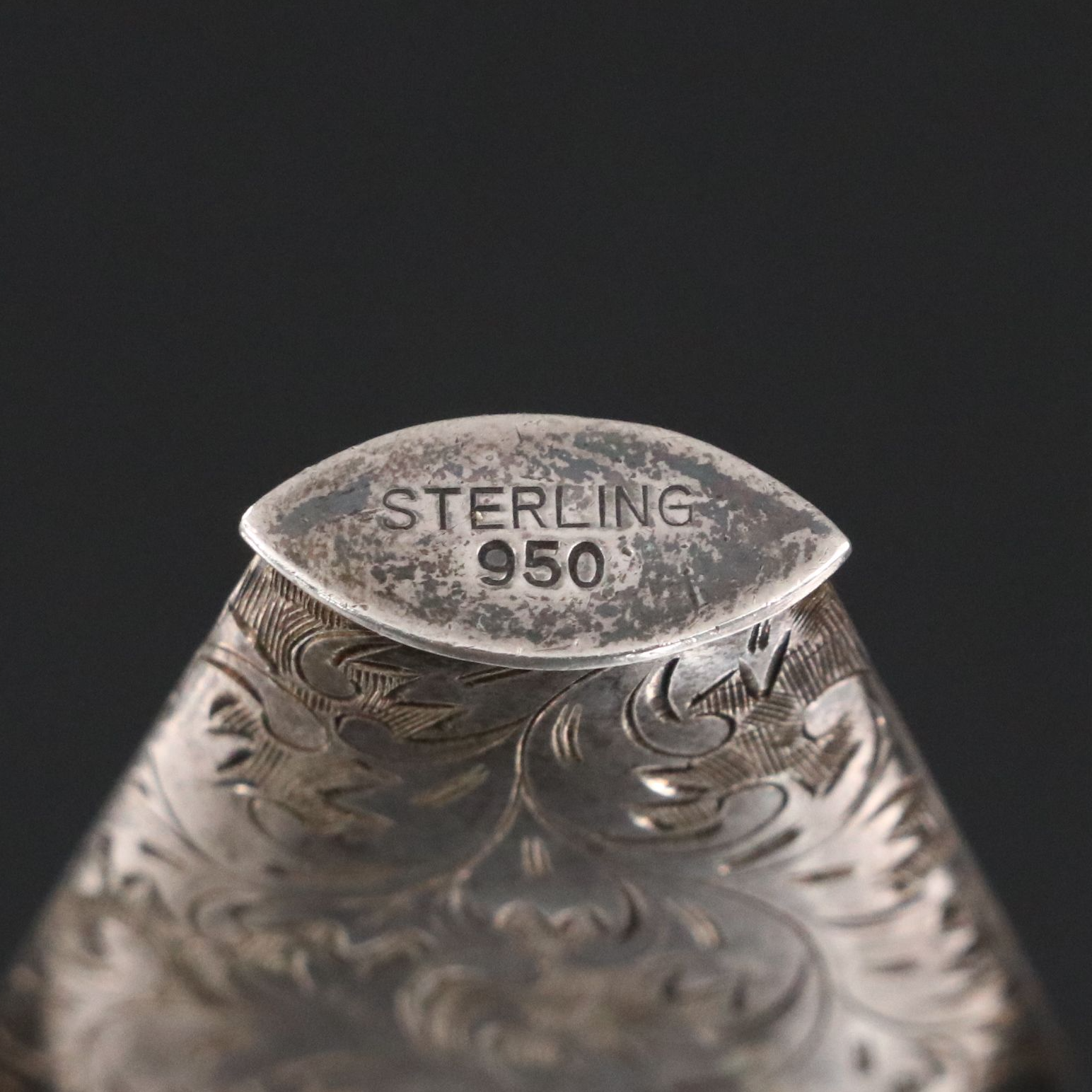 Sterling Silver Foliage Etched Perfume Bottle with Sterling and Enamel Compact