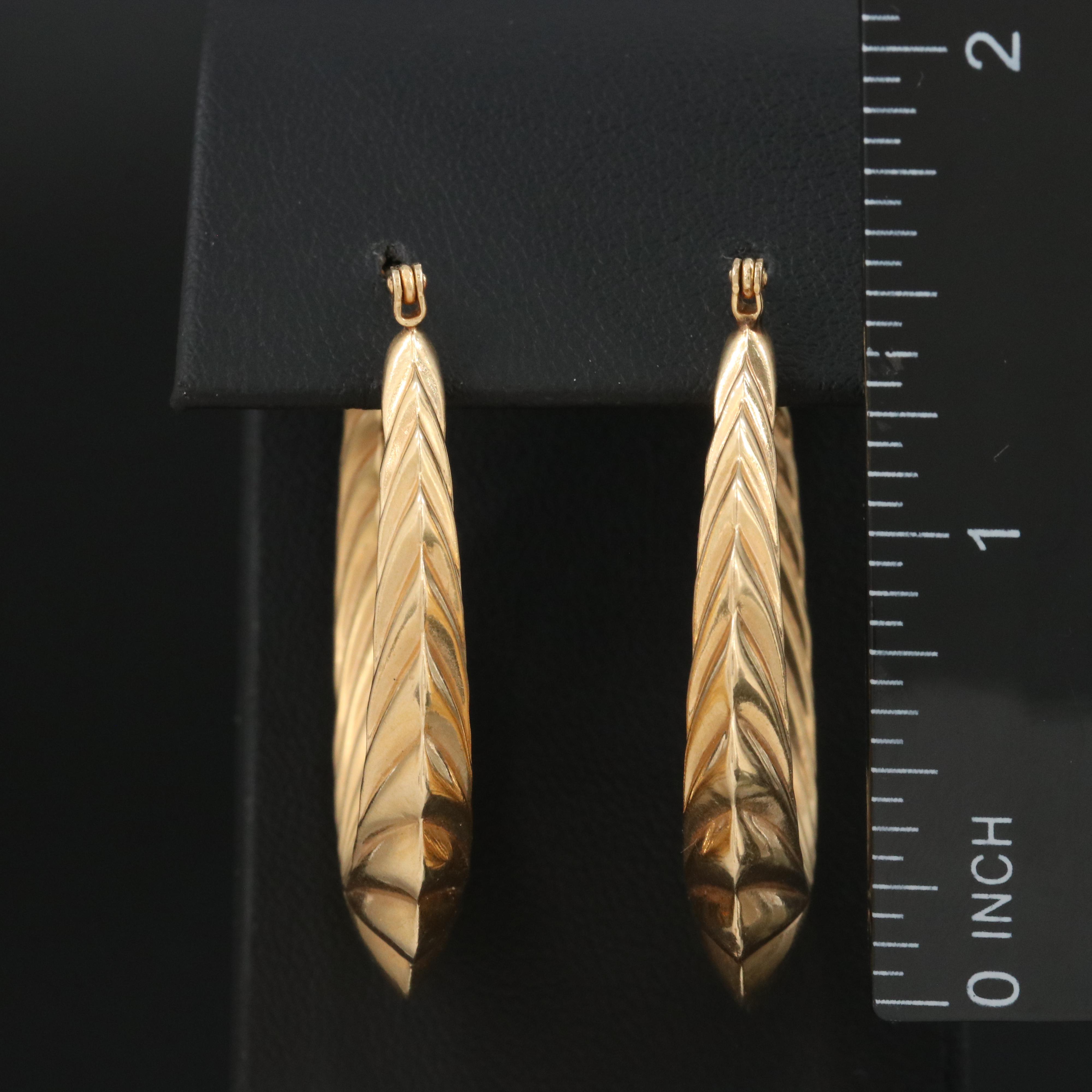 14K Fluted Hoops