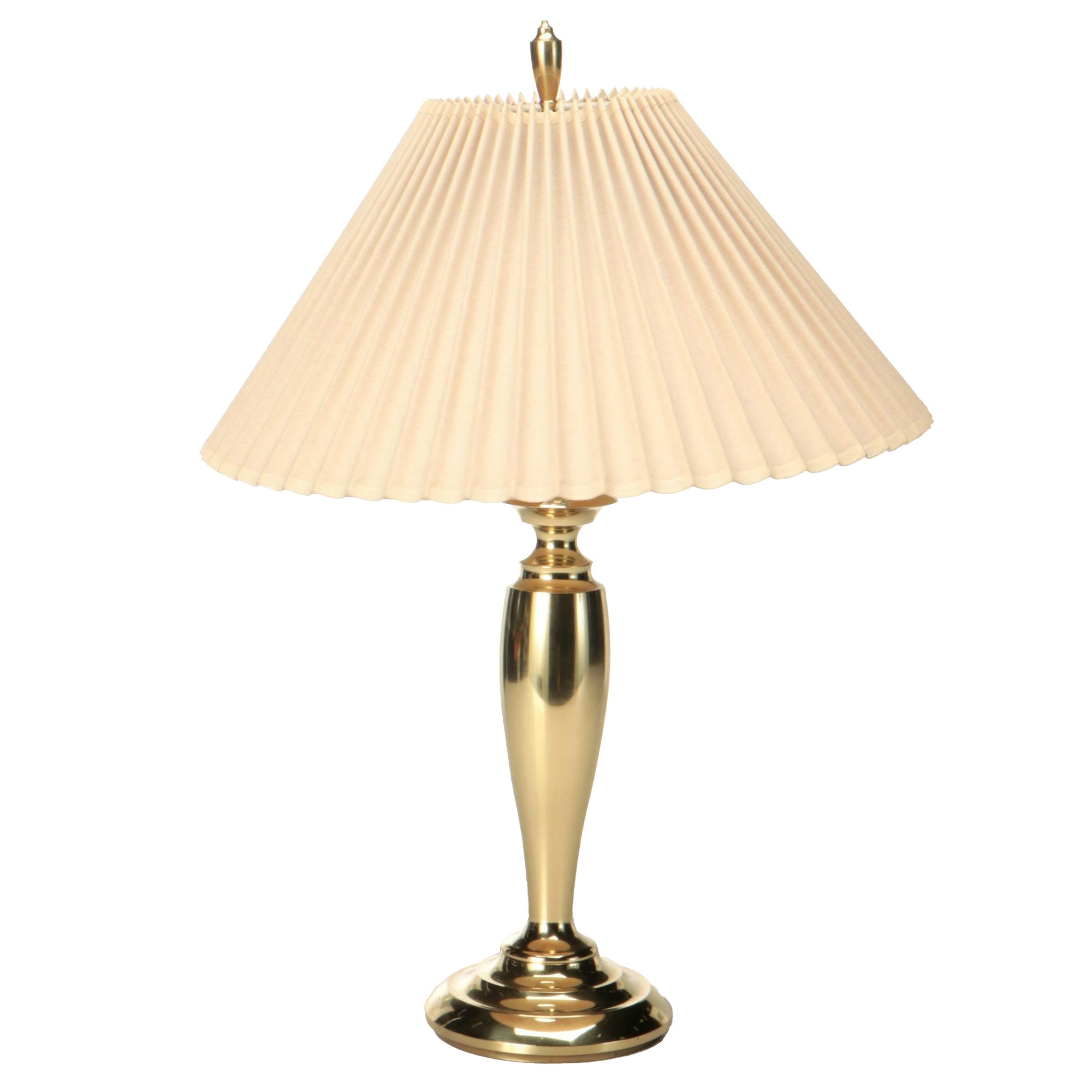 Stiffel Lacquered Brass Table Lamp with Pleated Fabric Shade