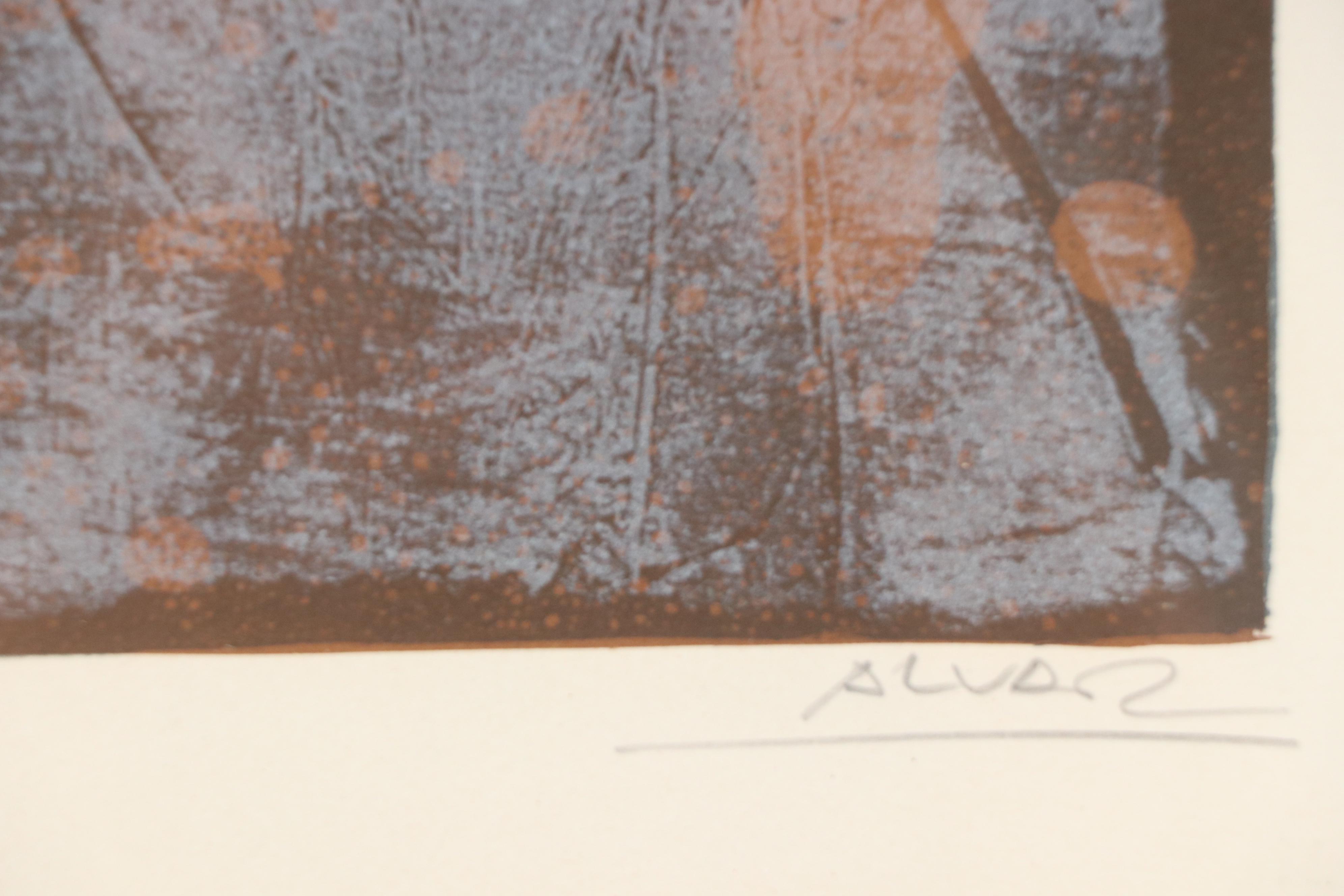 Àlvar Suñol Munoz-Ramos Color Lithograph "The Village in the Night"