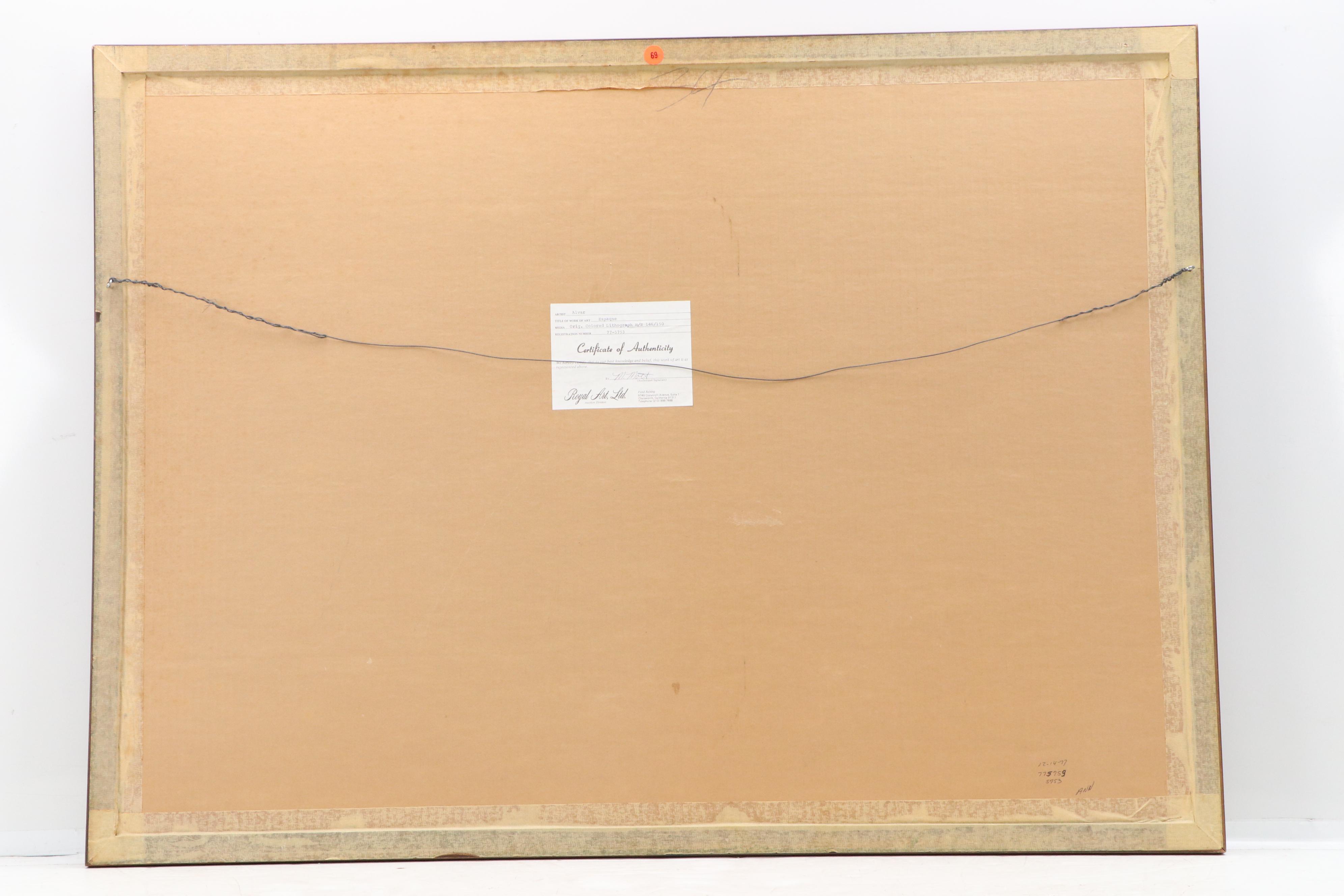 Àlvar Suñol Munoz-Ramos Color Lithograph "The Village in the Night"