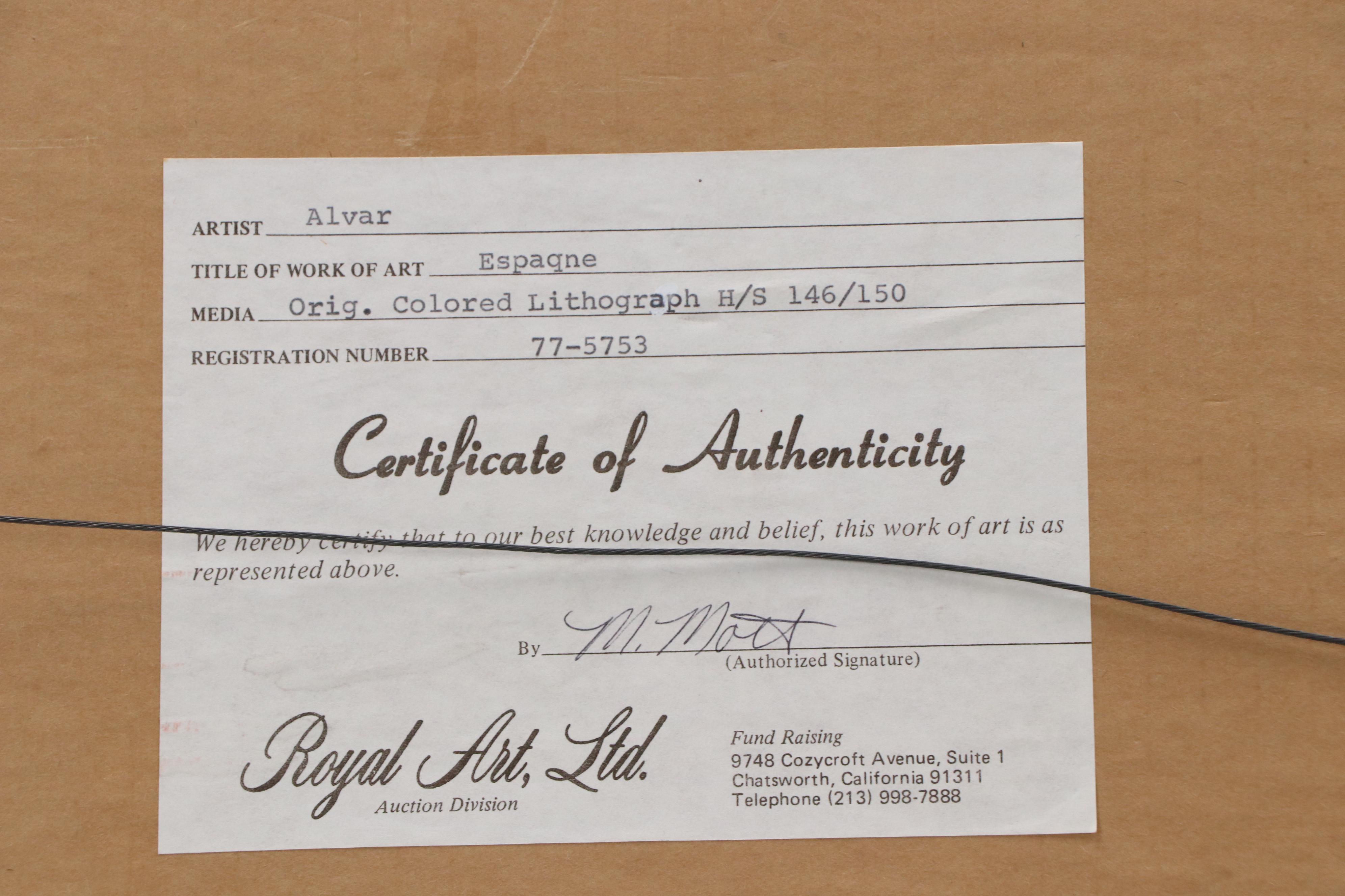 Àlvar Suñol Munoz-Ramos Color Lithograph "The Village in the Night"