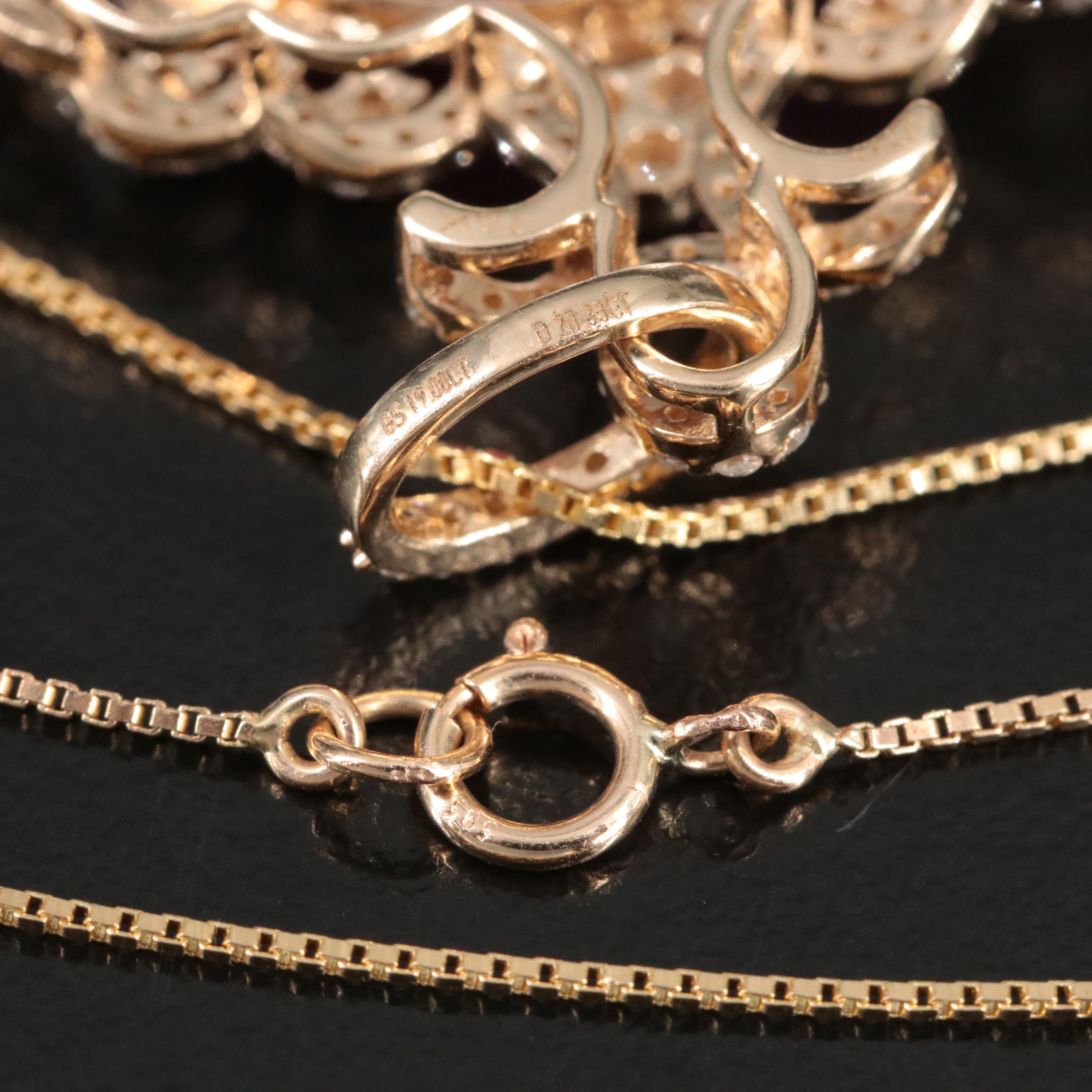 14K Carved 19.00 CT Ruby and 1.32 CTW Diamond Pendant Necklace with IGI Report