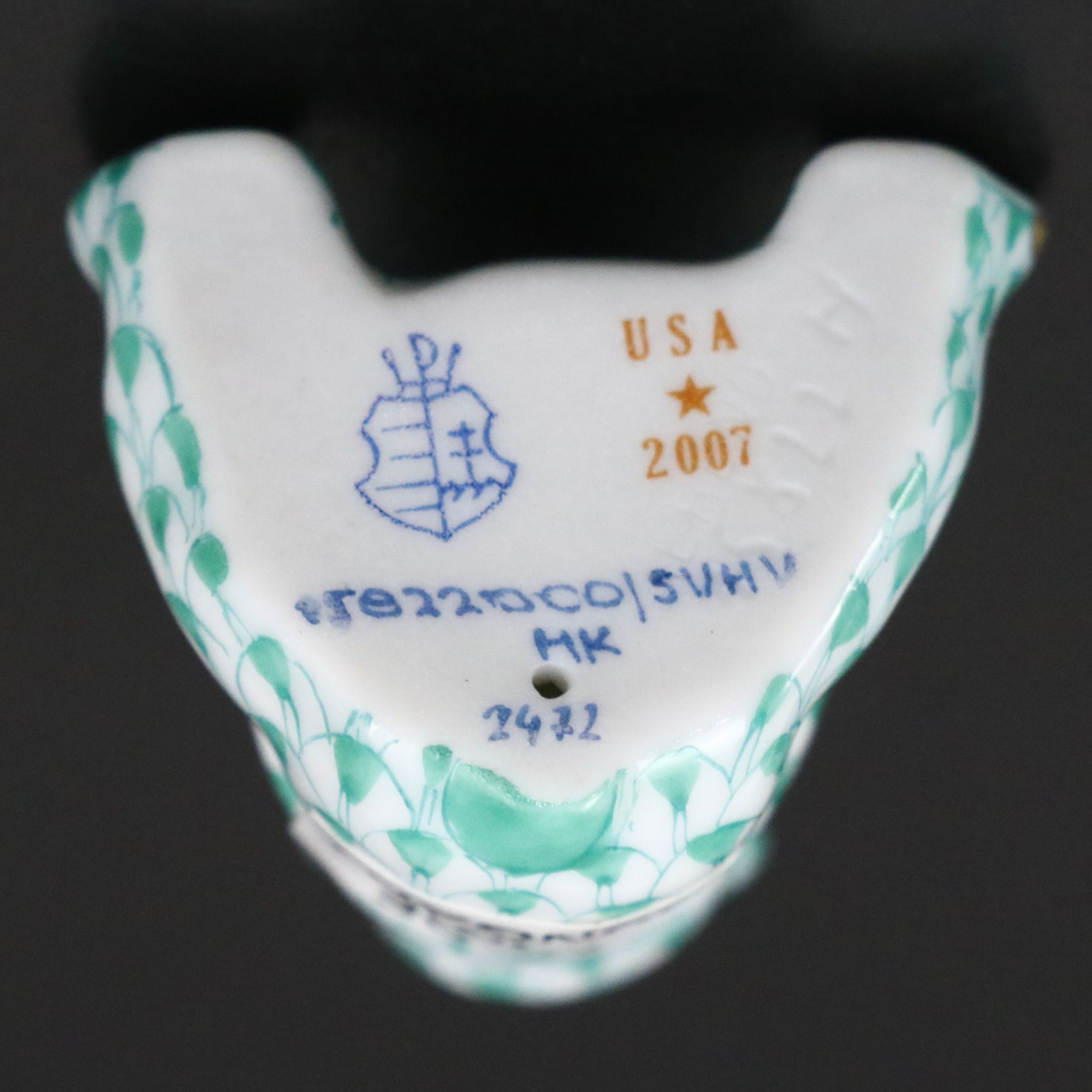 Herend Rust Fishnet with Gold "Bear Playing Footsie" and Other Porcelain Bear