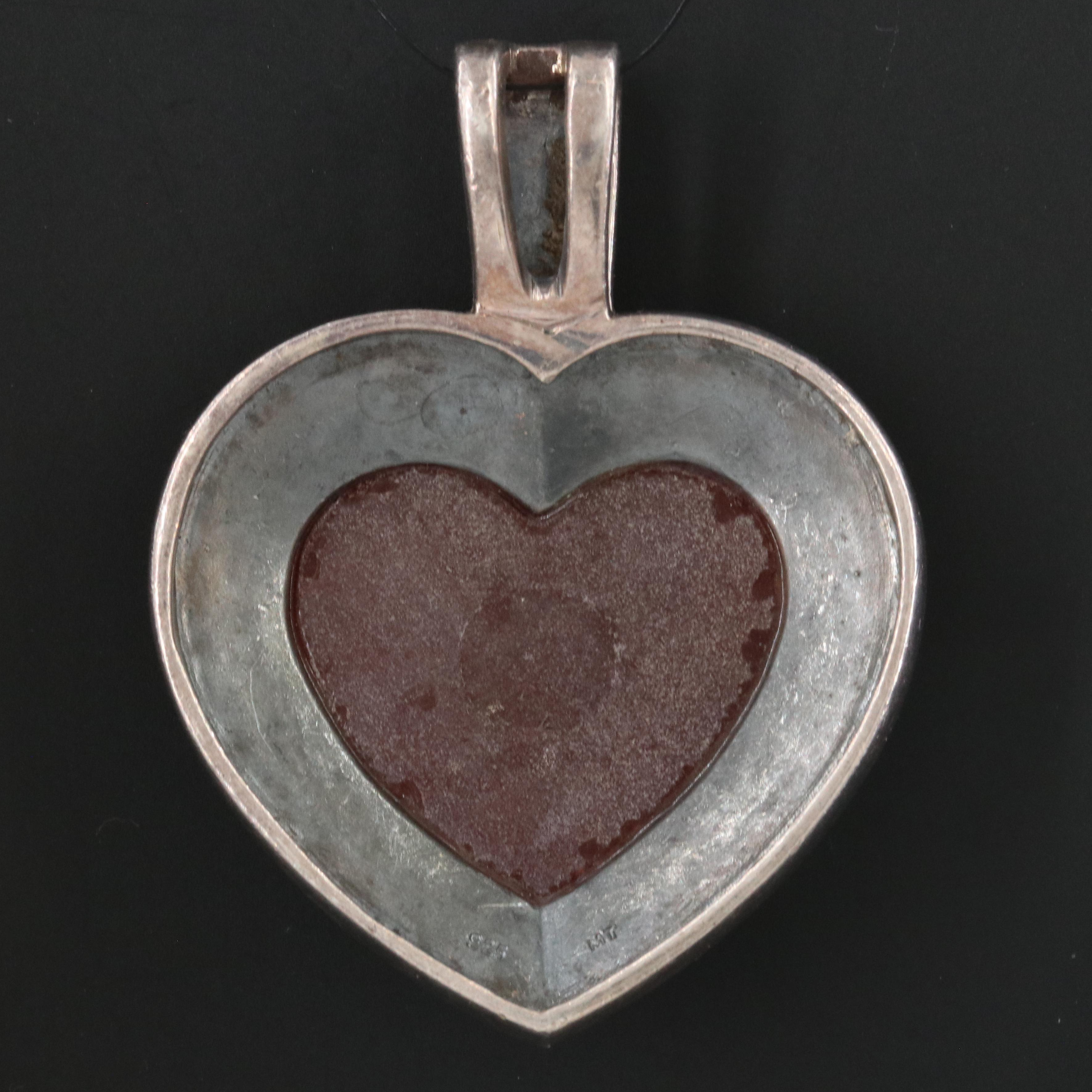 Sterling Sard and Marcasite Heart Pendant