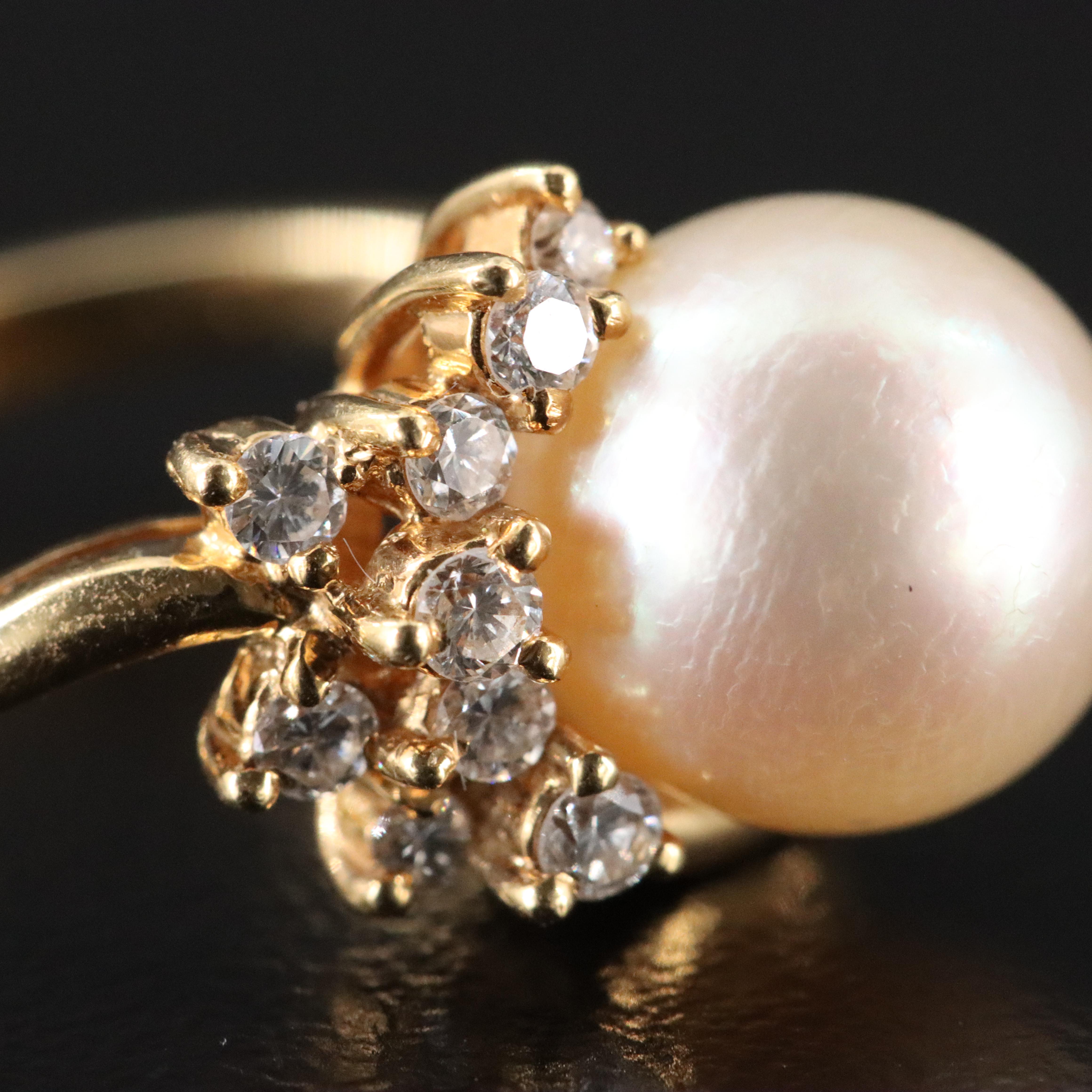18K Pearl and Diamond Ring