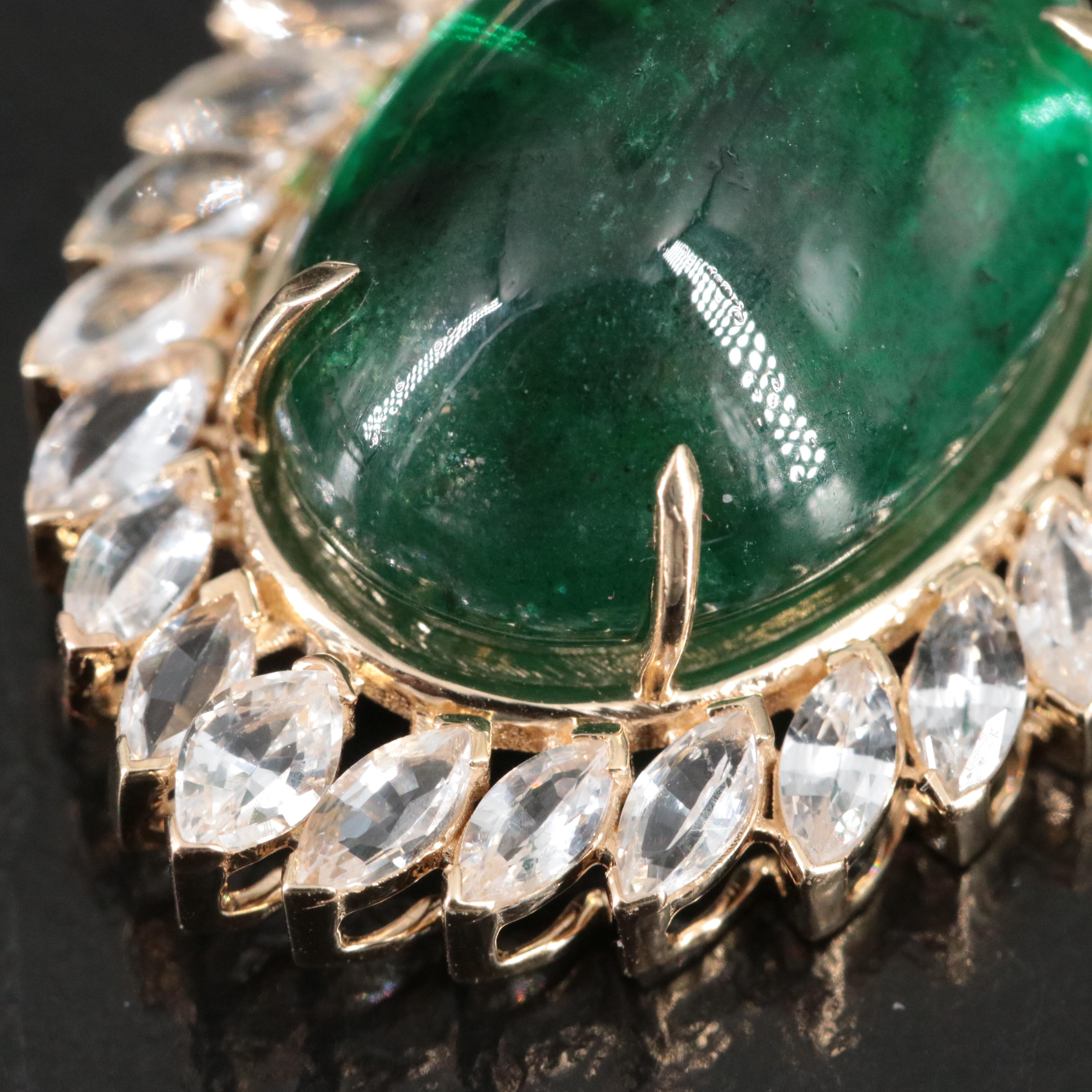 14K 13.40 CT Emerald, Diamond and White Sapphire Necklace with IGI Report