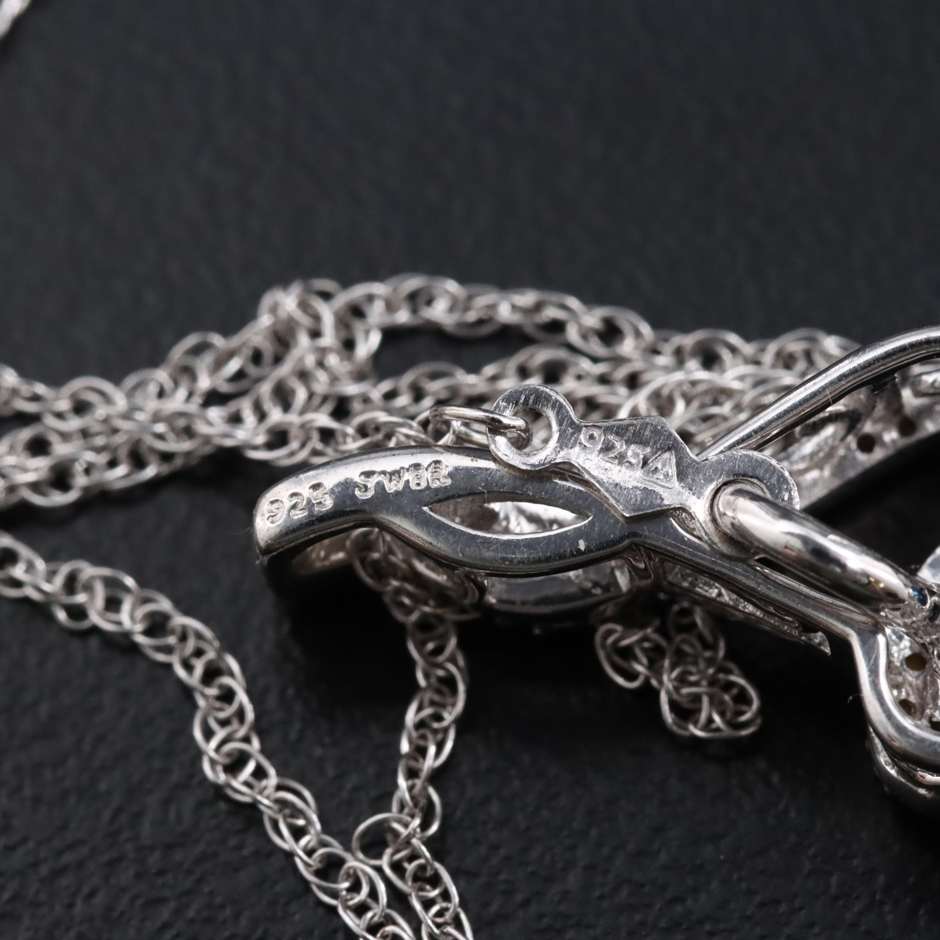 Sterling Topaz and Diamond Pendant Necklace