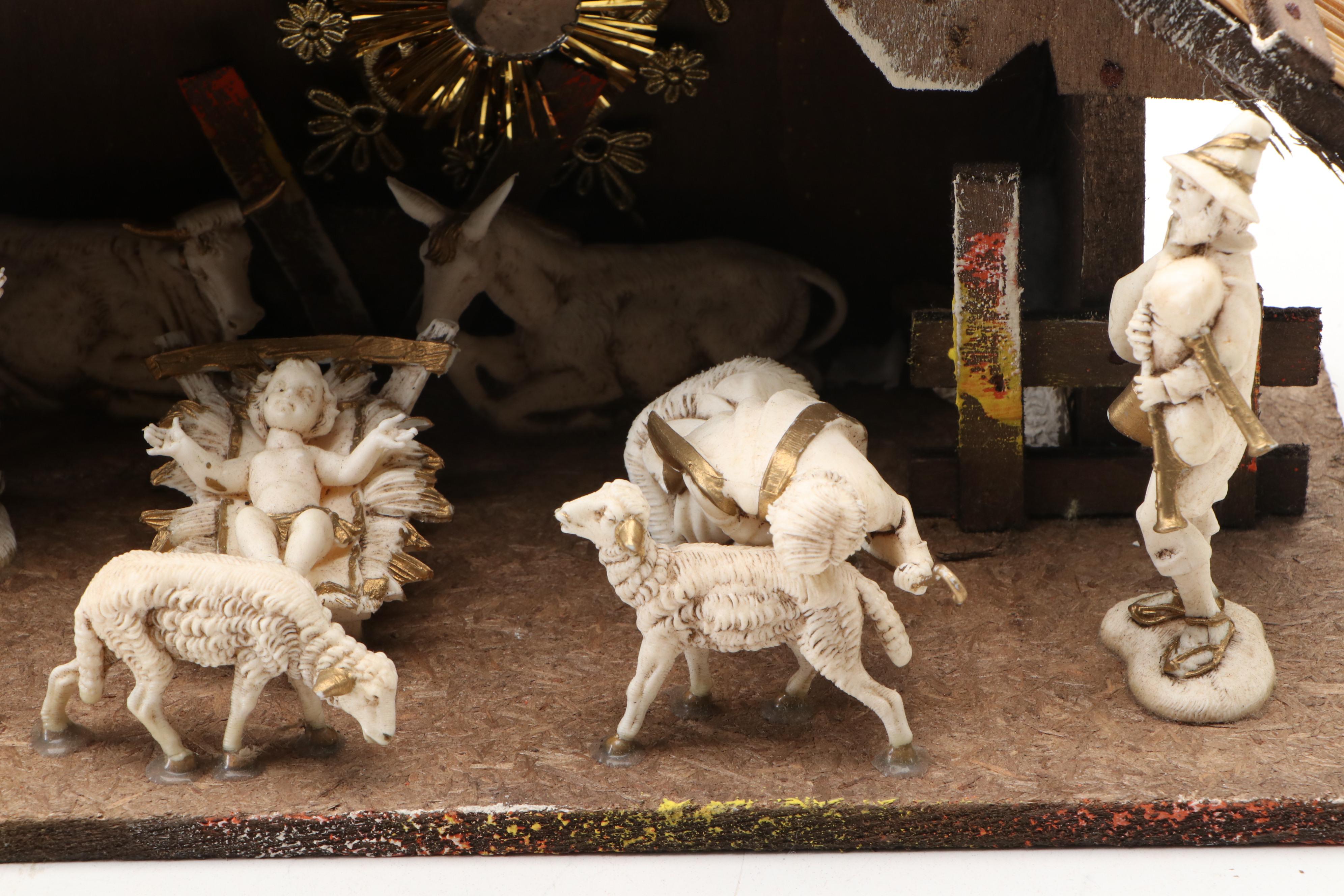 Gilt Porcelain Madonna and Child with Nativity Collection