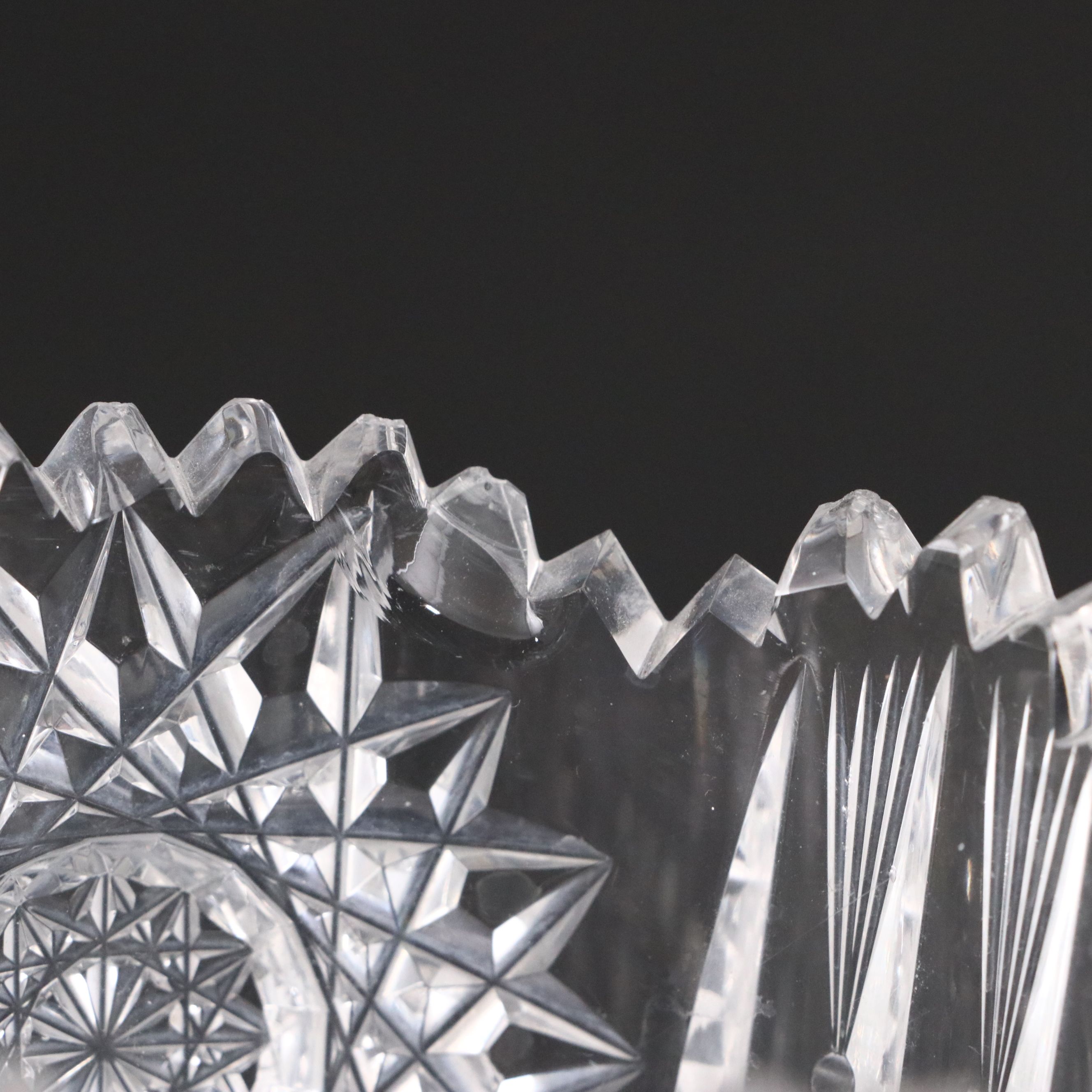 American Brilliant Cut Glass Corset Vase and Pitcher, 20th Century