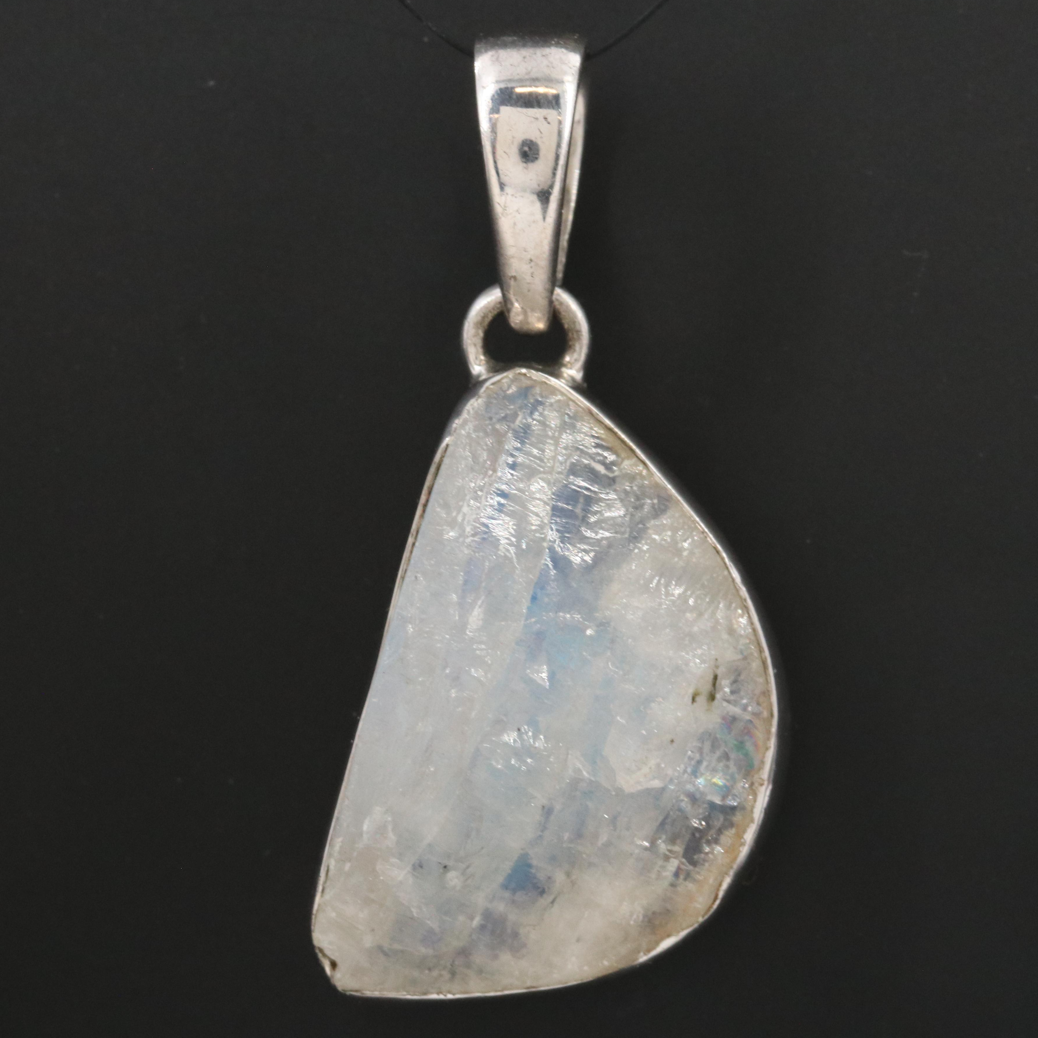 Sterling Rainbow Moonstone Pendant