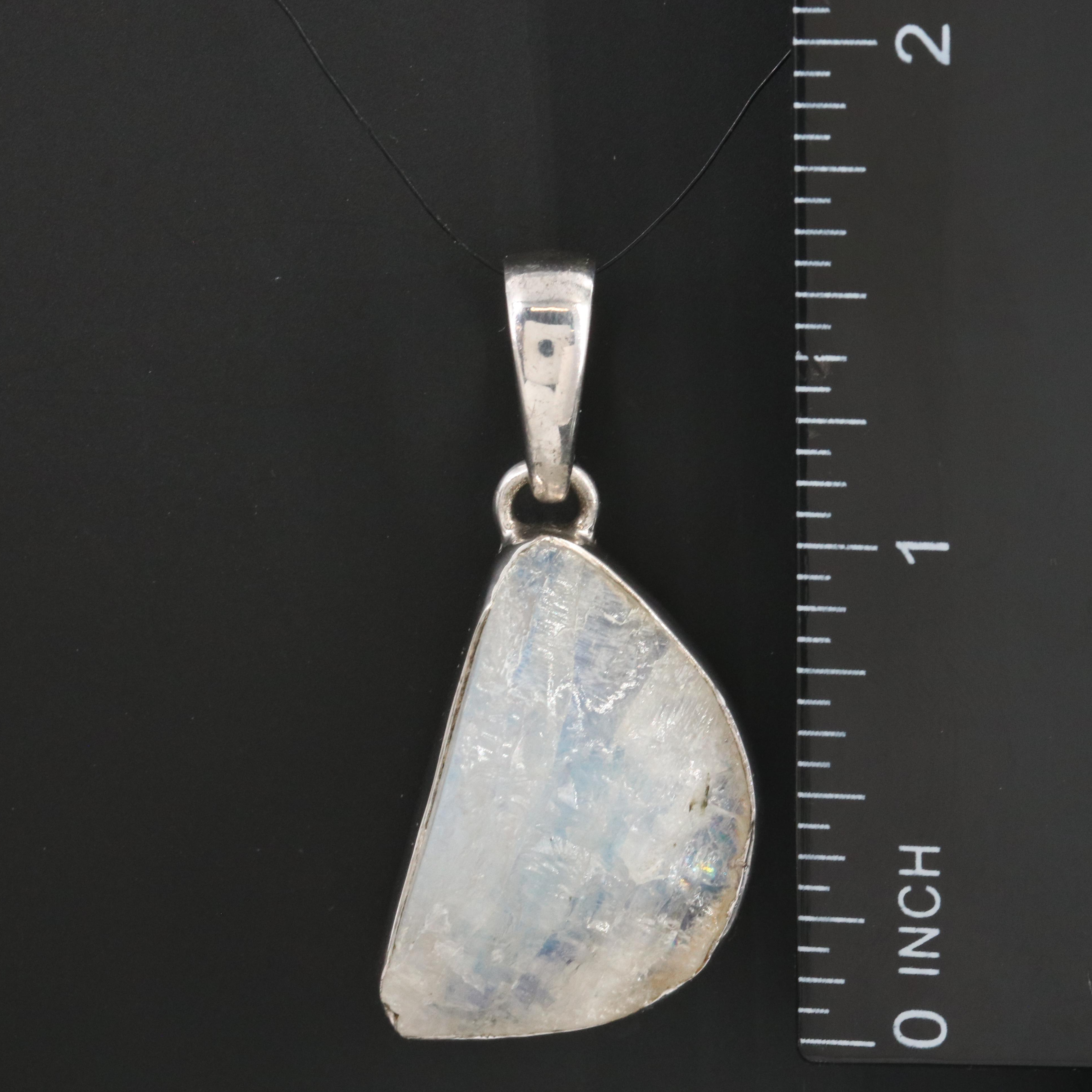 Sterling Rainbow Moonstone Pendant