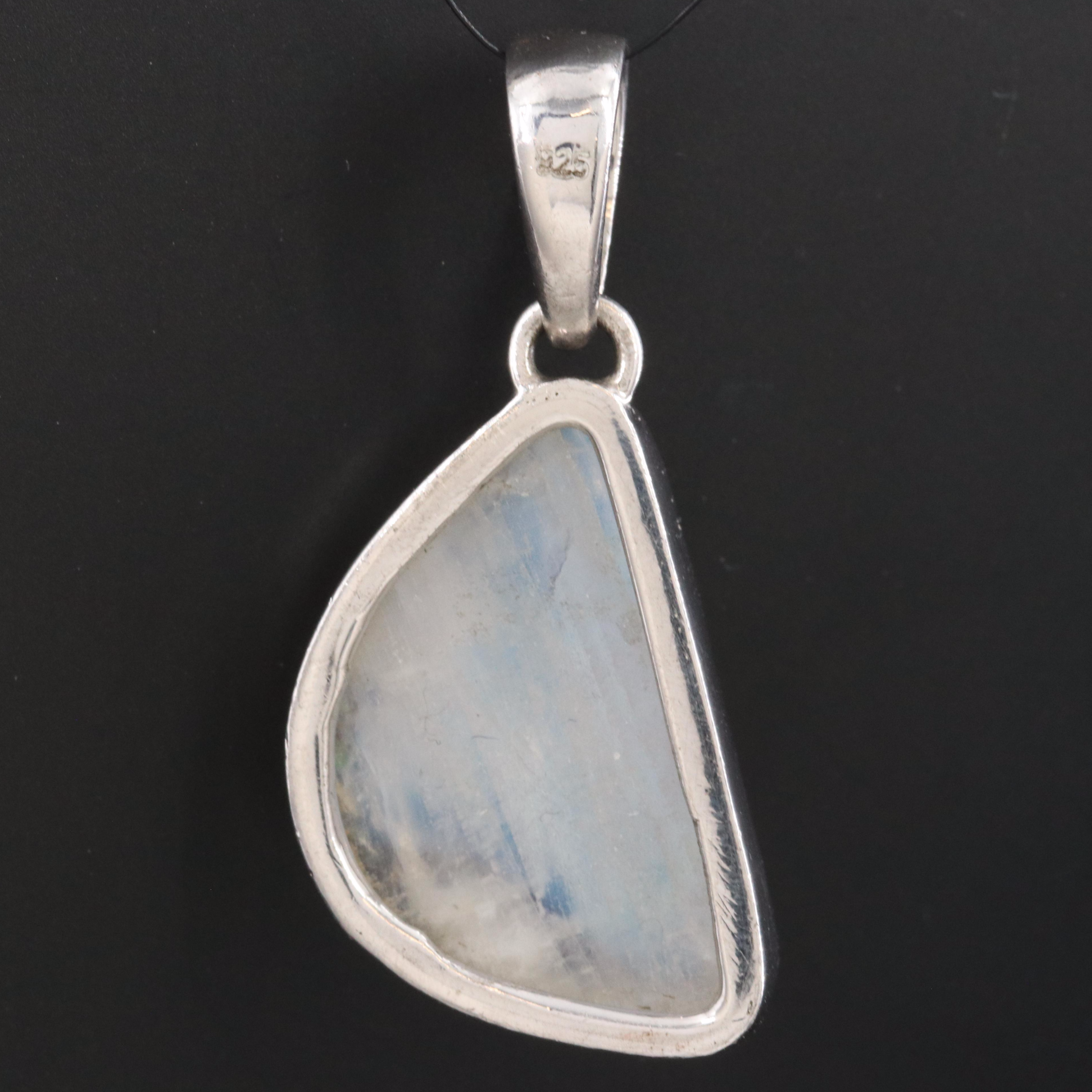 Sterling Rainbow Moonstone Pendant