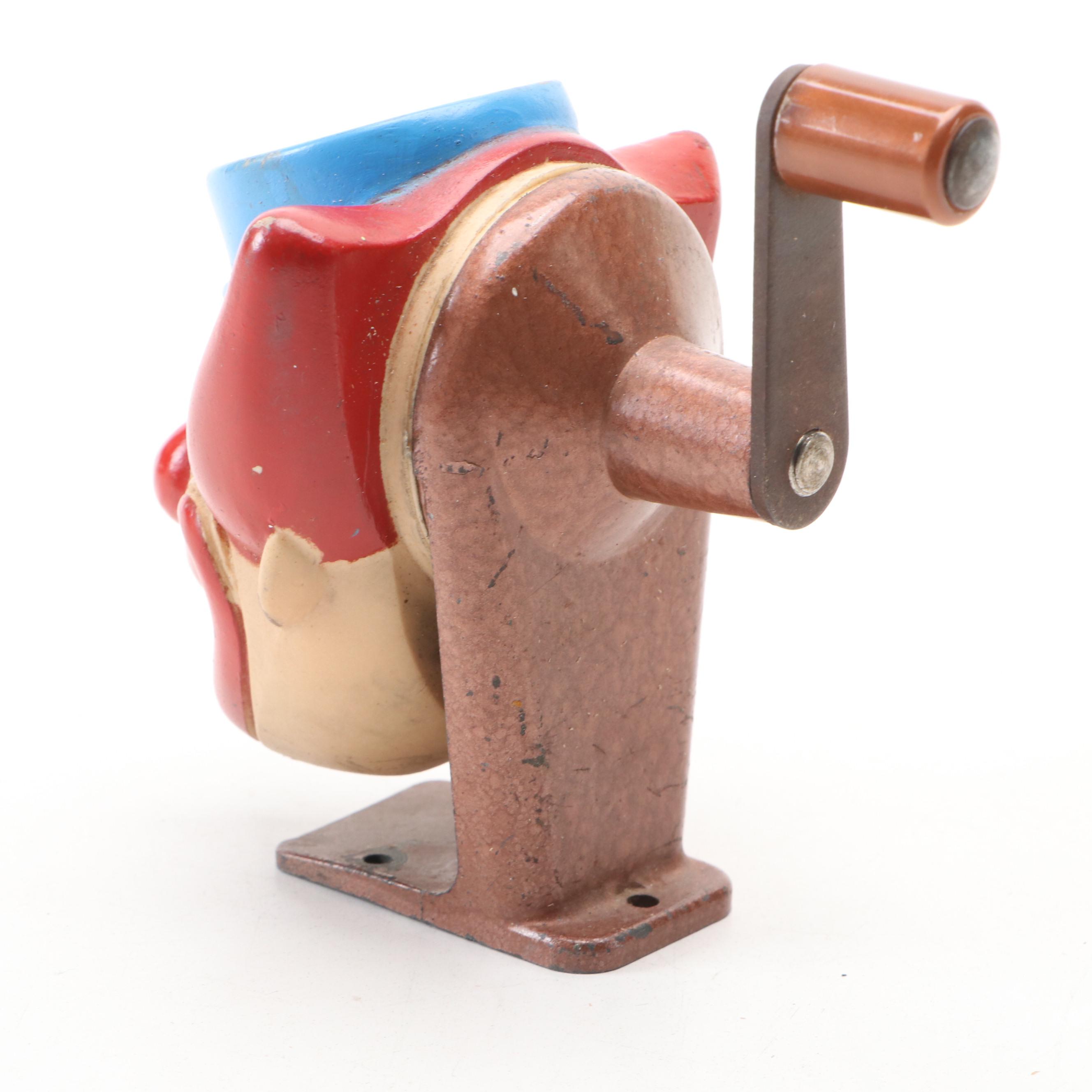 Vintage "Bozo the Clown" Table Mount Pencil Sharpener