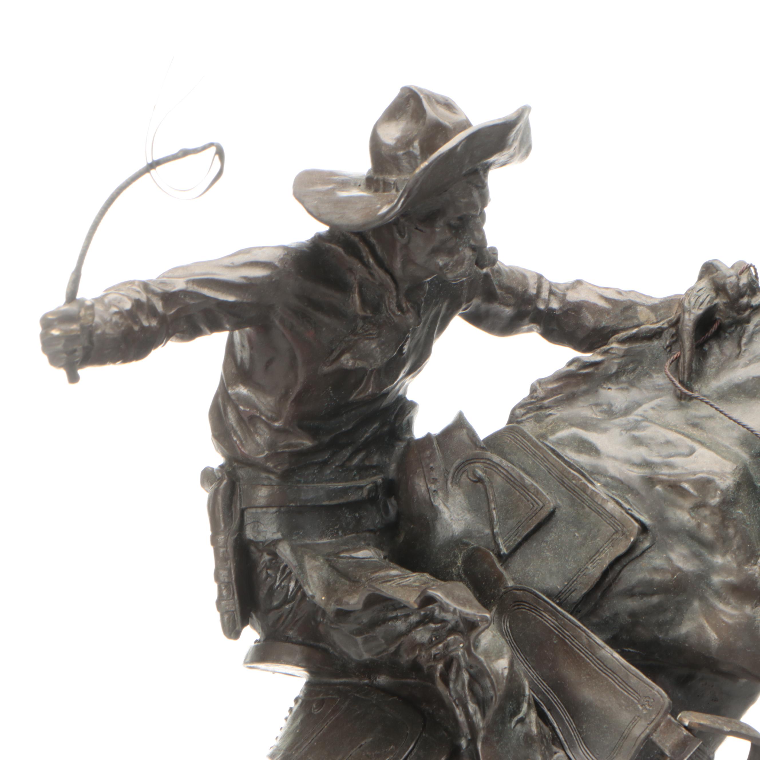 Bronze Sculpture After Frederic Remington "Bronco Buster"