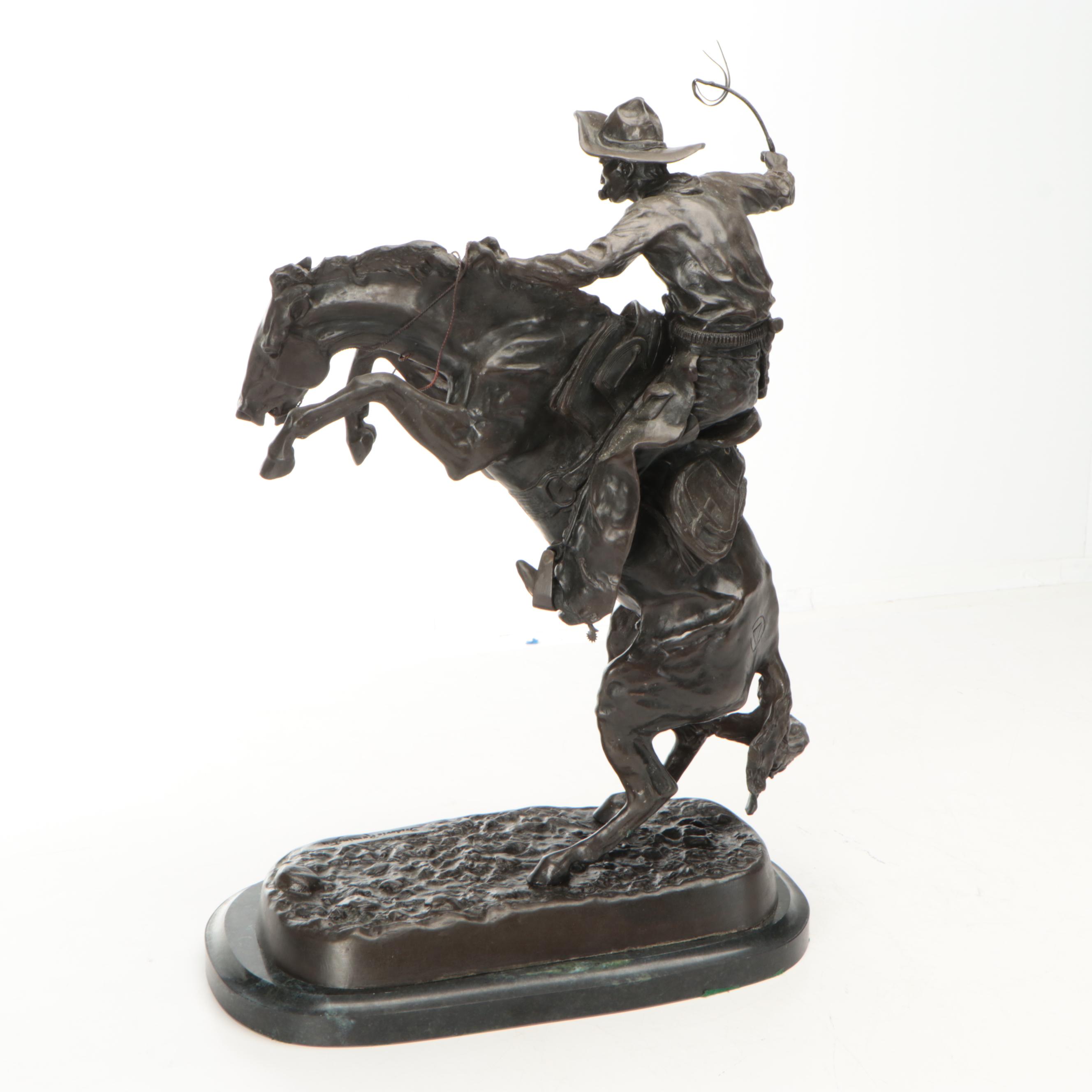 Bronze Sculpture After Frederic Remington "Bronco Buster"