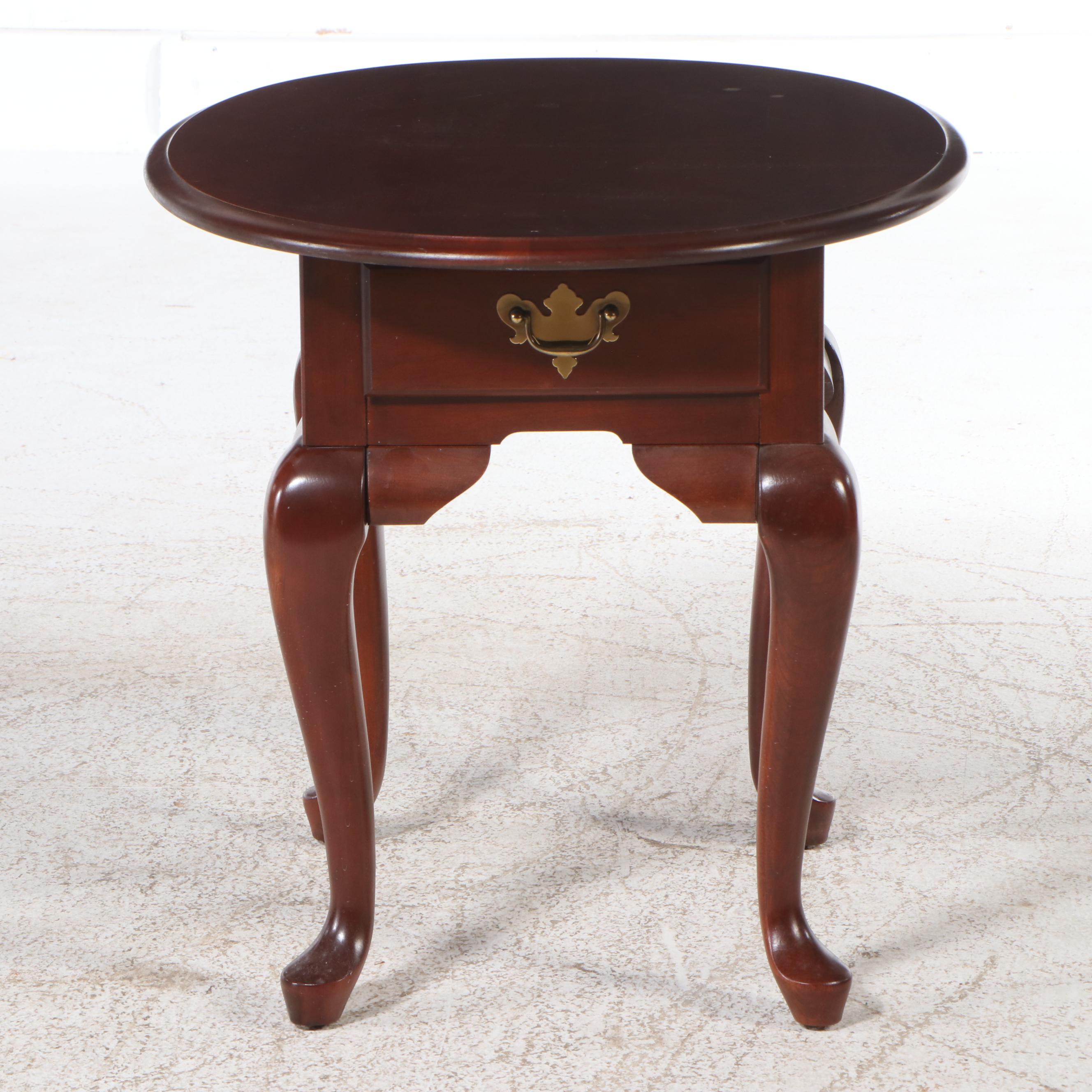 Pair of Broyhill Queen Anne Style Mahogany End Table