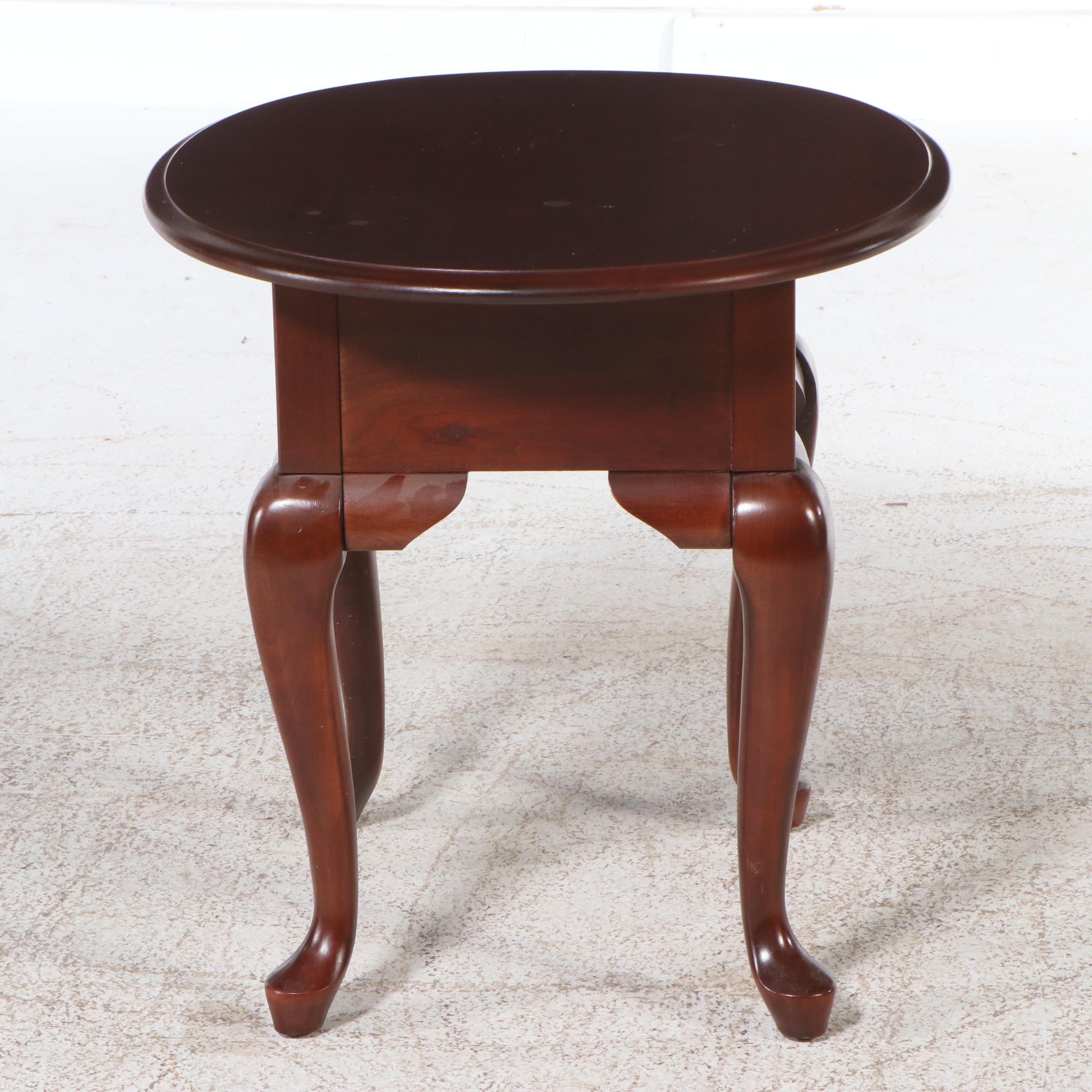 Pair of Broyhill Queen Anne Style Mahogany End Table