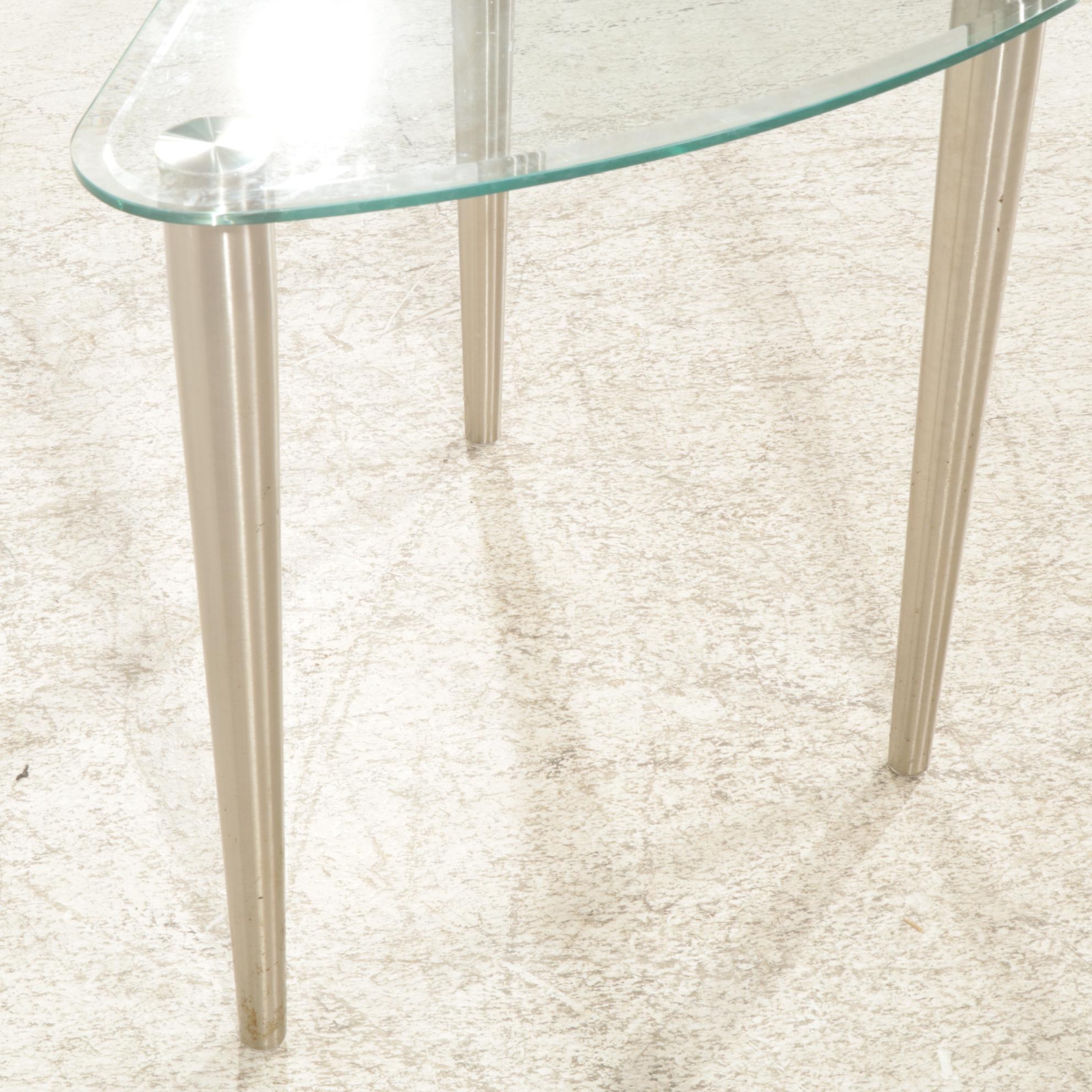 Contemporary Glass-Top Guitar Pick Accent Table