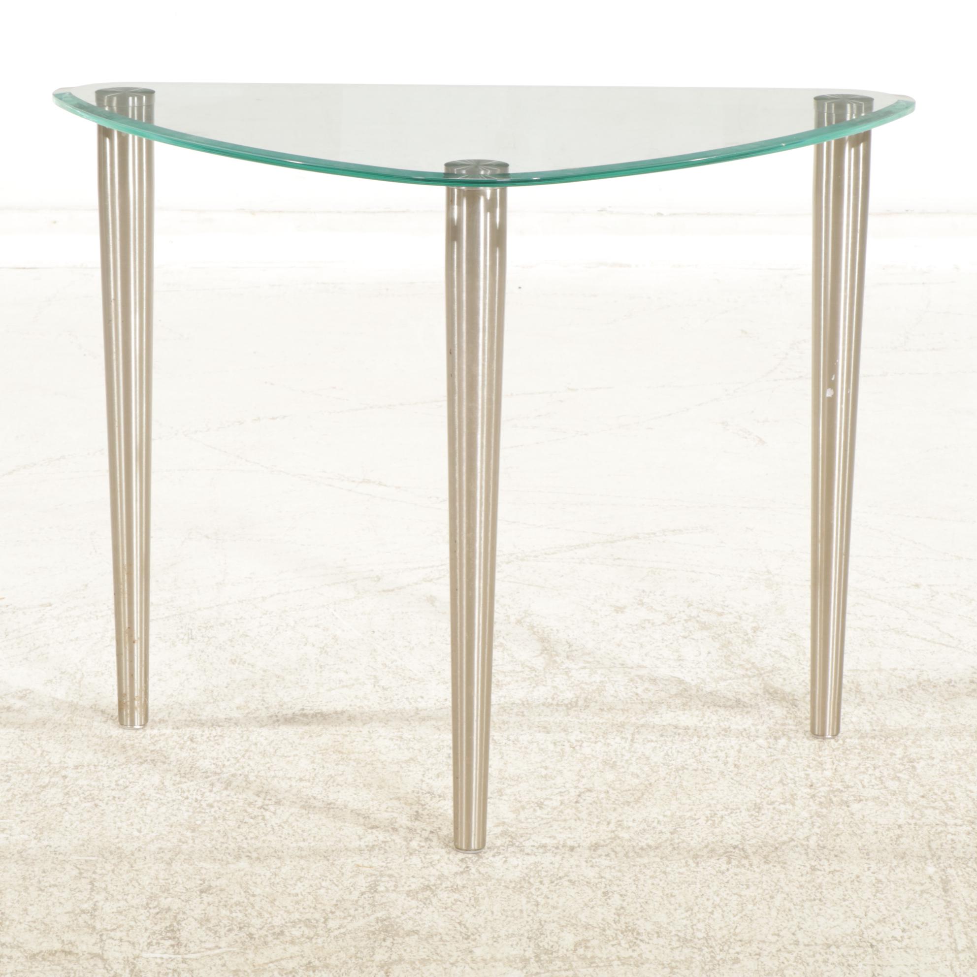 Contemporary Glass-Top Guitar Pick Accent Table