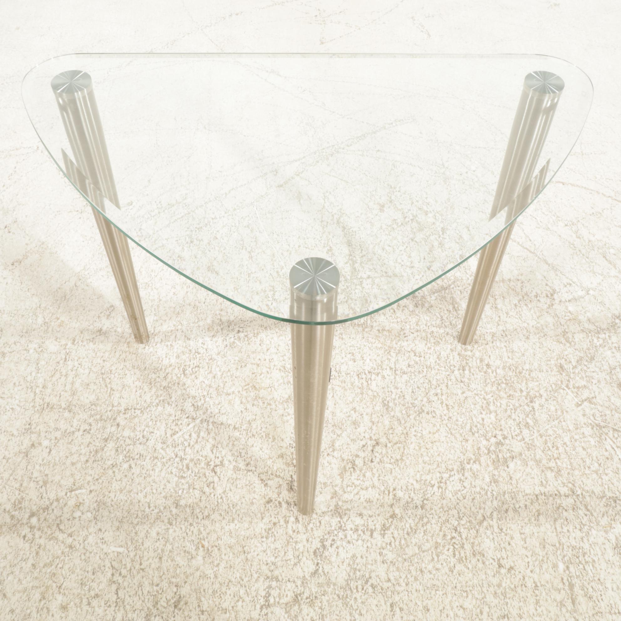 Contemporary Glass-Top Guitar Pick Accent Table