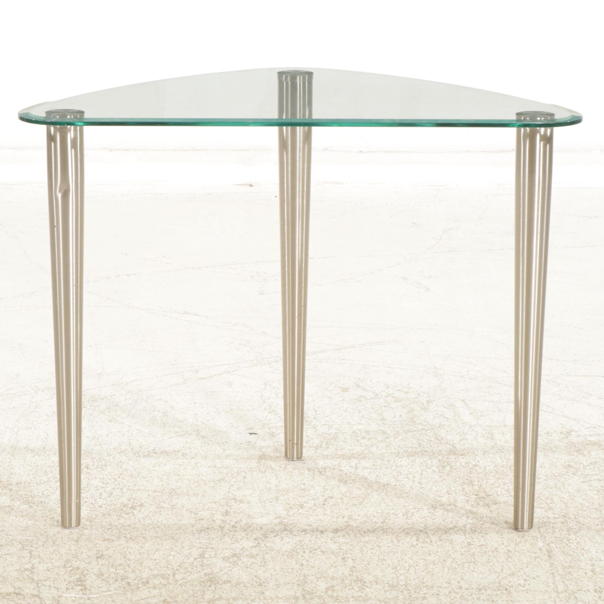 Contemporary Glass-Top Guitar Pick Accent Table