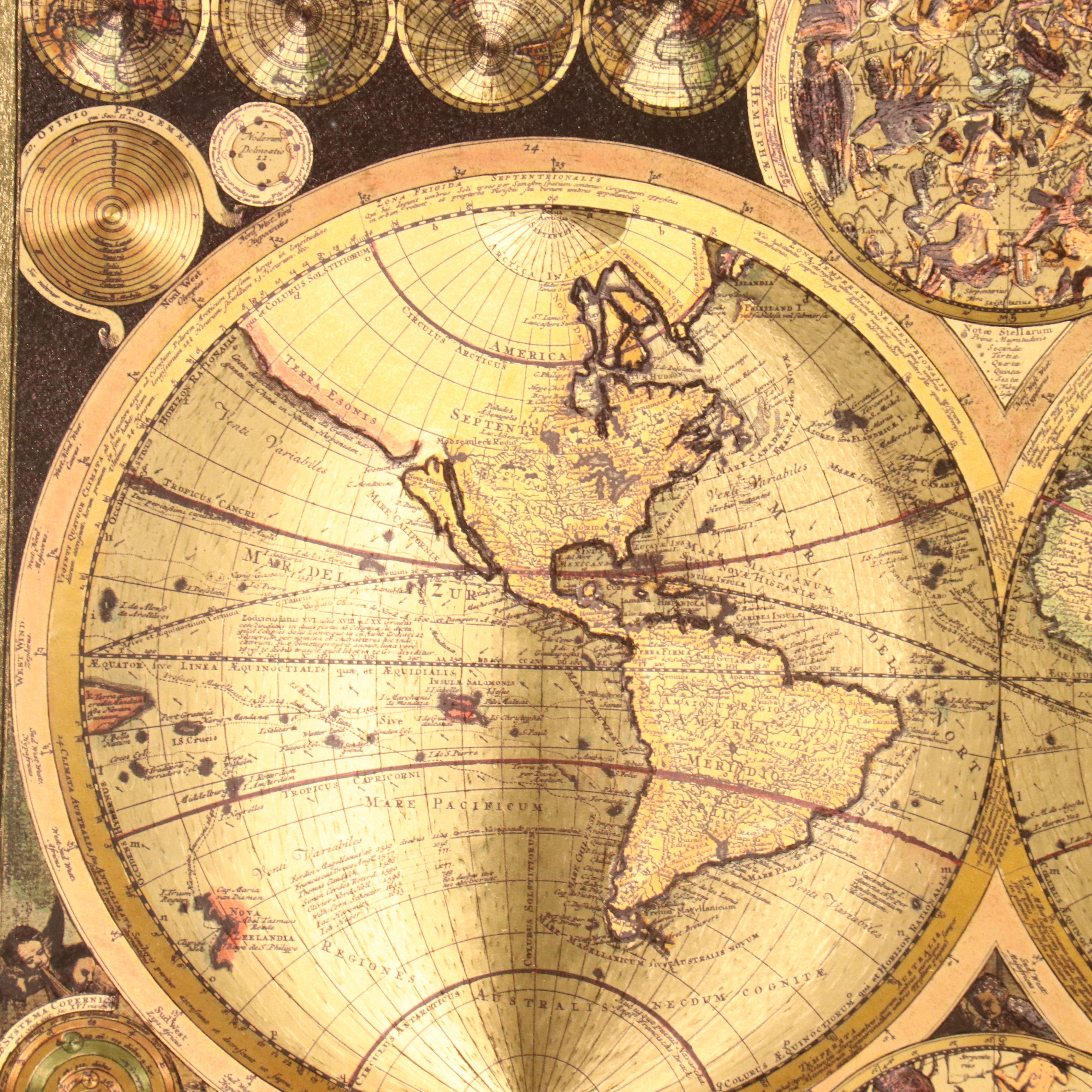 Offset Lithograph Foil World Map After Peter Schenk the Elder