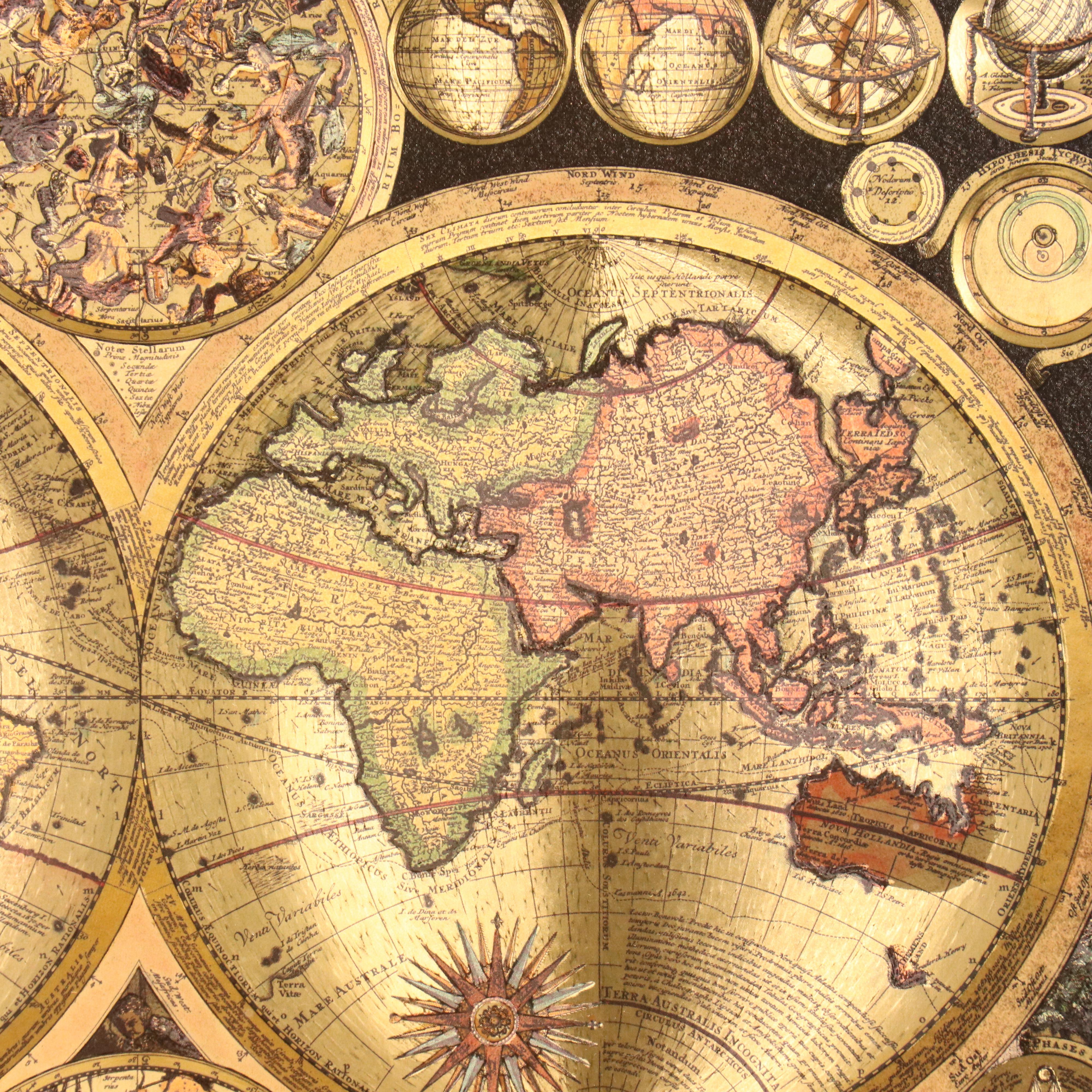 Offset Lithograph Foil World Map After Peter Schenk the Elder