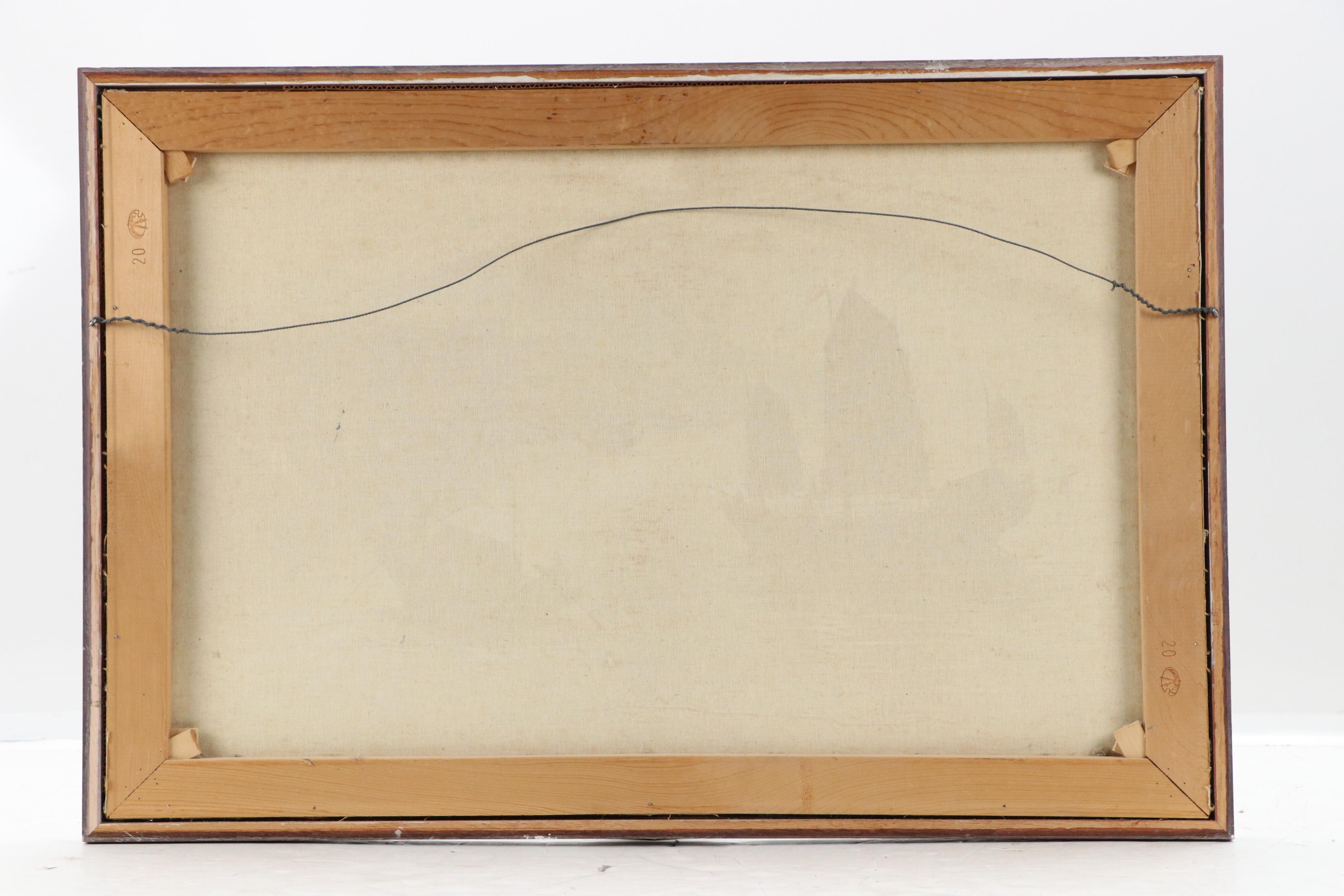 L. Wong Chinese Seascape Oil Painting of Sampan and Junk Boats