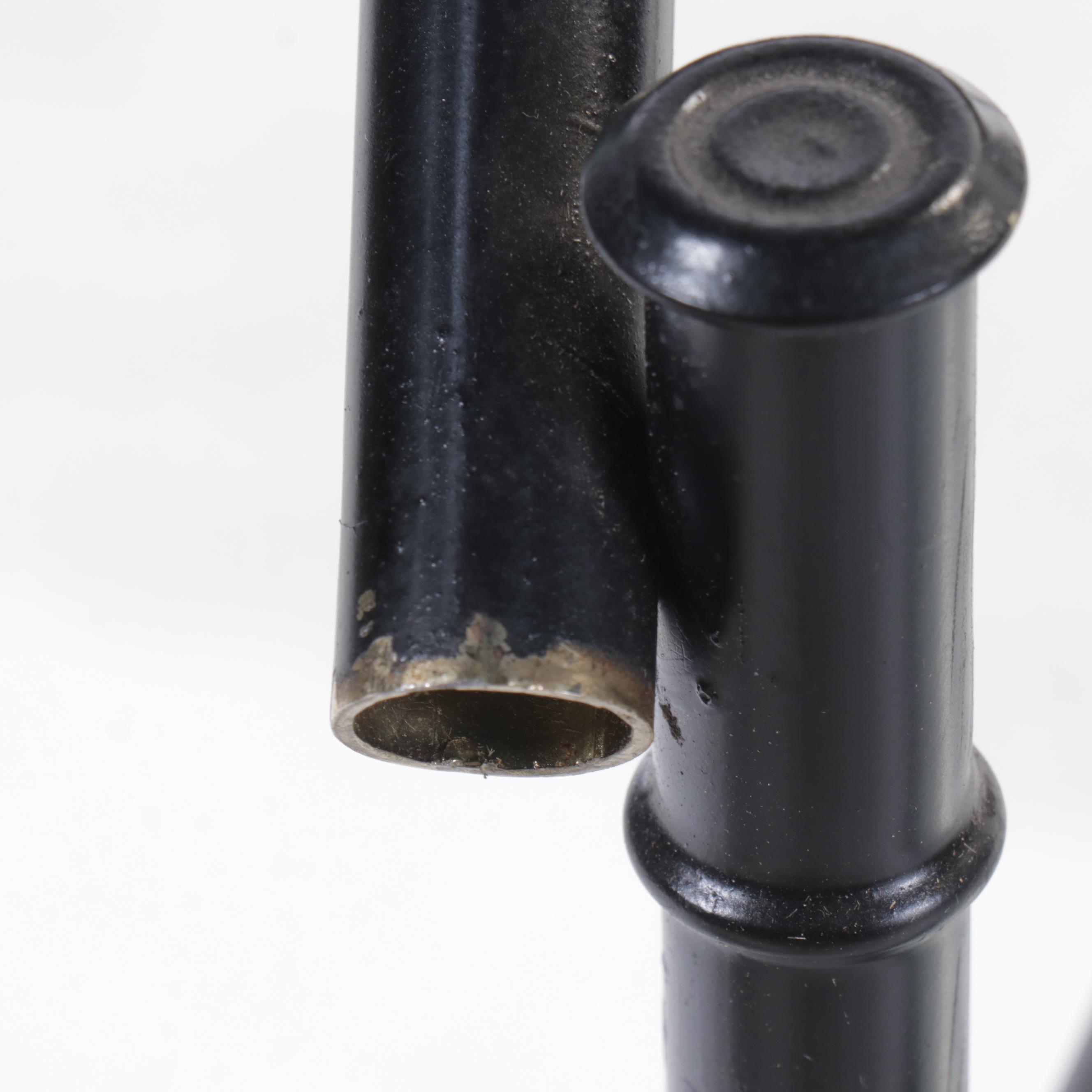 Two-Tiered Bamboo Form Metal Tea Cart with Glass Shelves