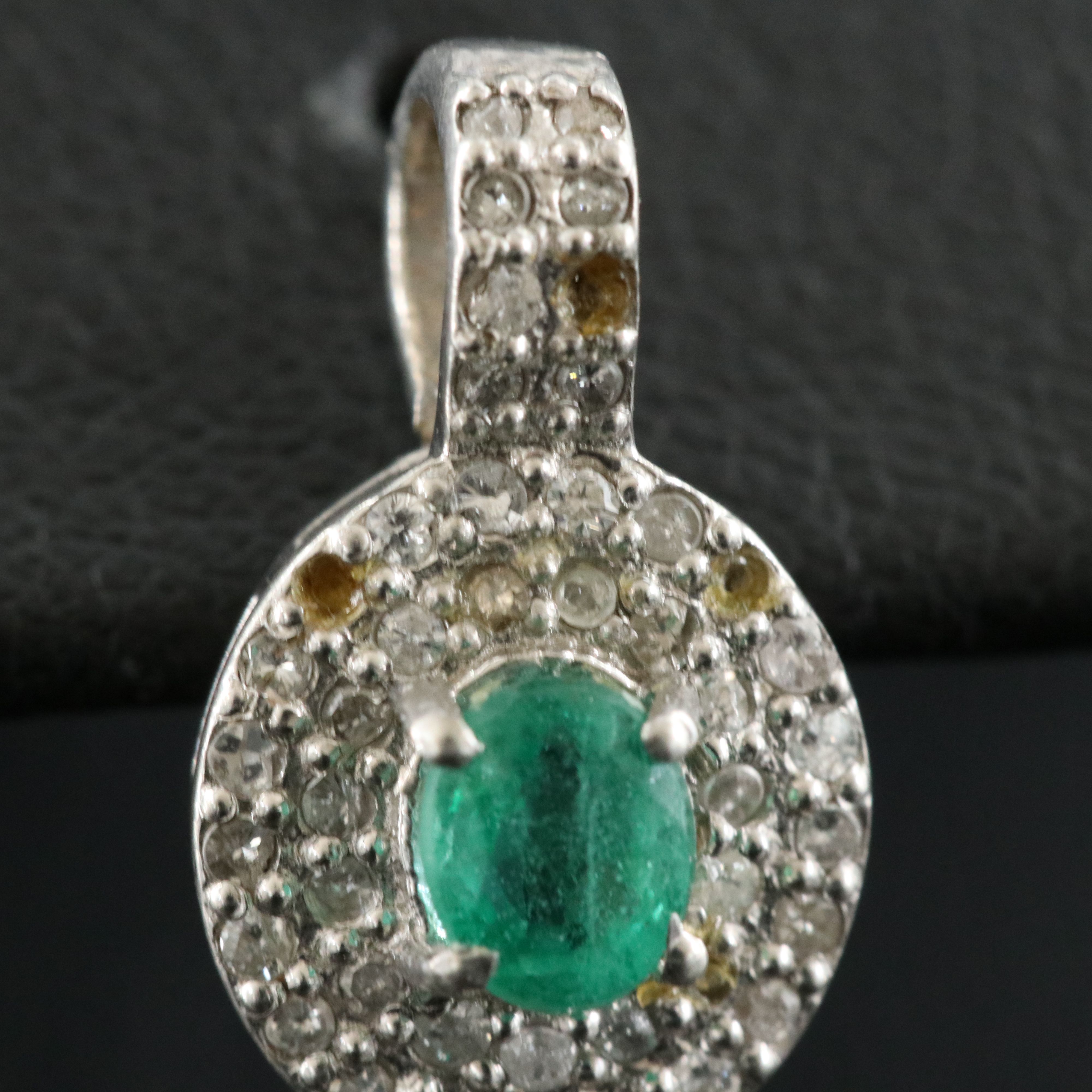 Sterling Emerald and Diamond Drop Earrings