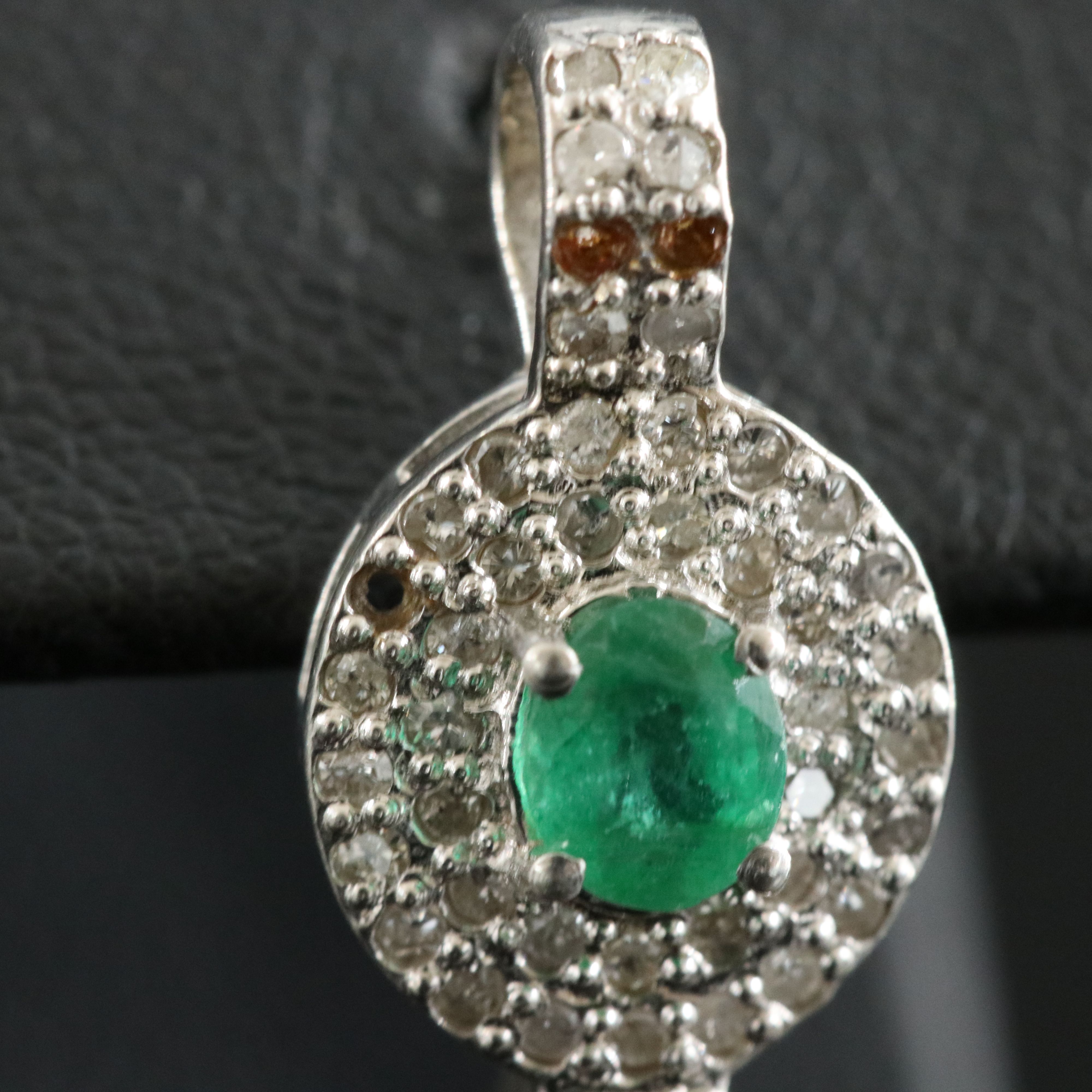 Sterling Emerald and Diamond Drop Earrings