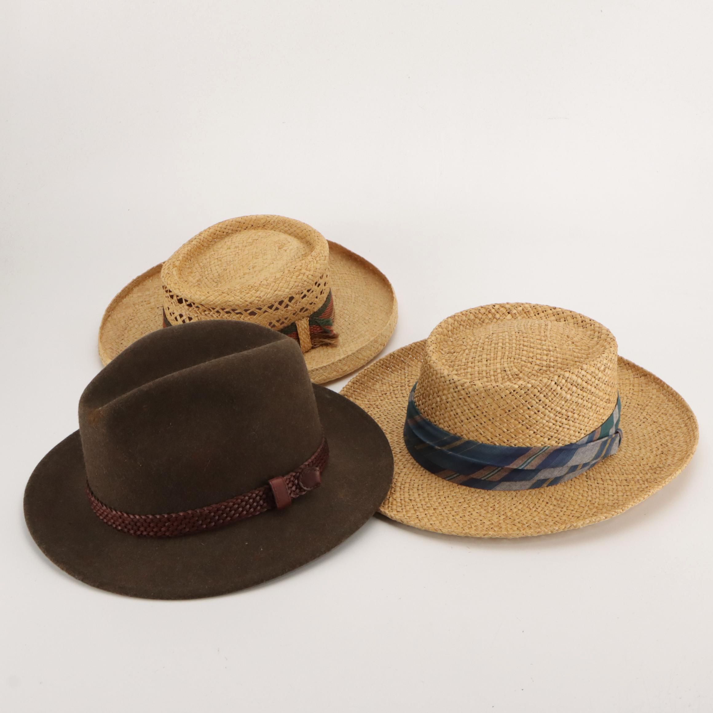 Country Gentleman Wool Felt Fedora with Pendleton and Knox Straw Hats