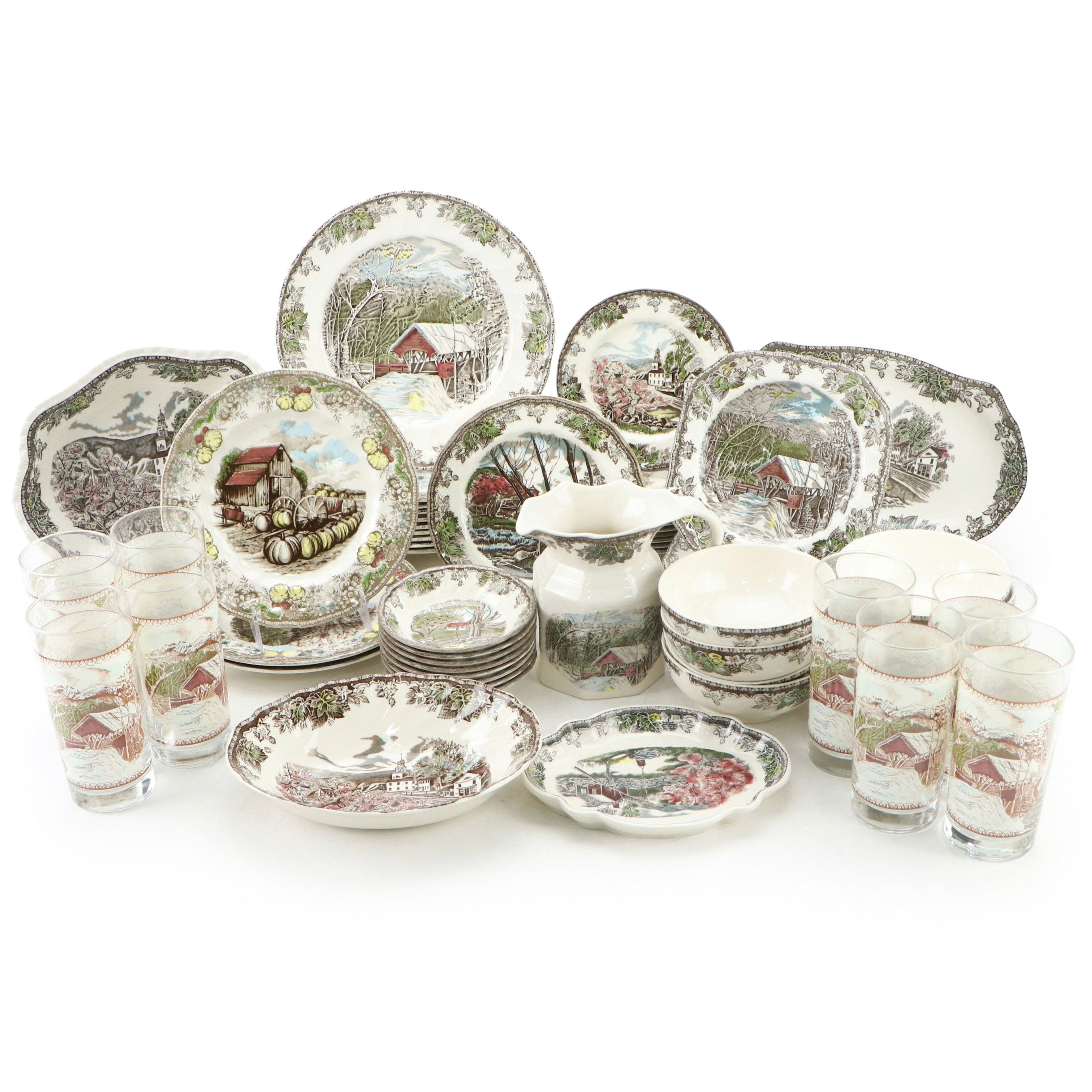 Johnson Bros. "The Friendly Village" Earthenware and Glass Dinnerware