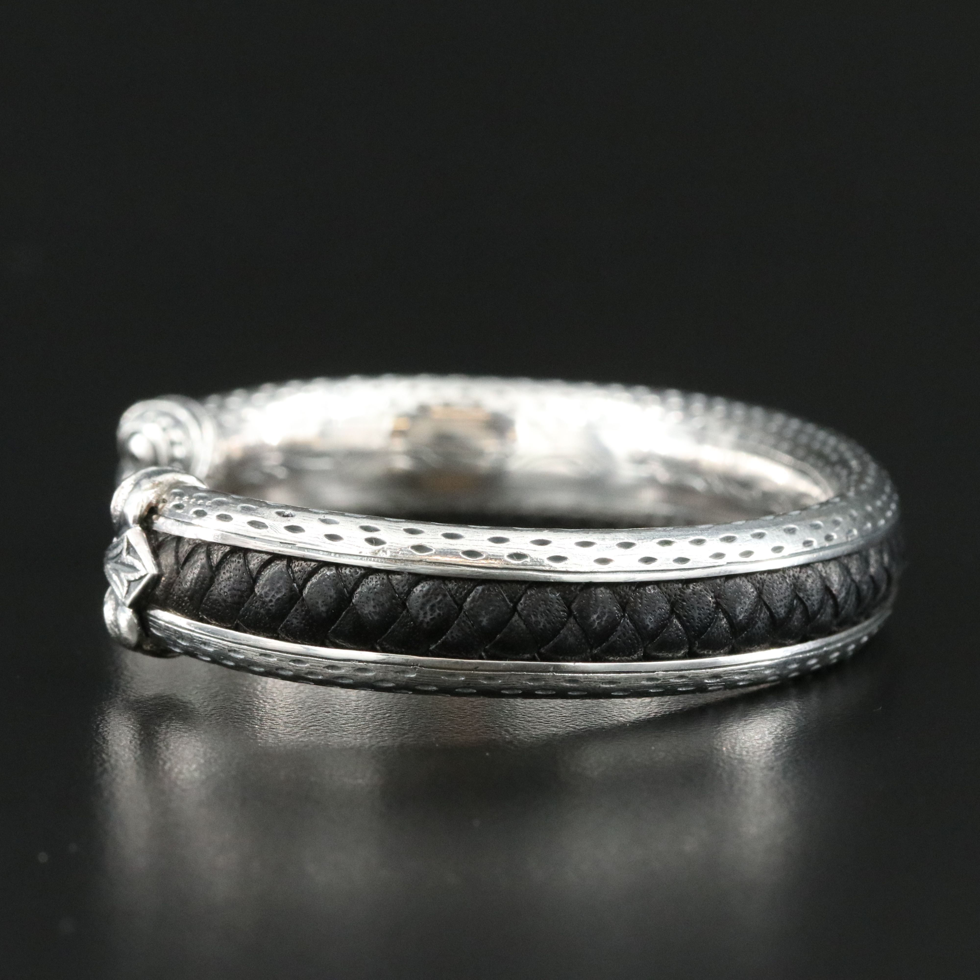 Scott Kay Sterling Braided Leather Inlay Cuff Bracelet