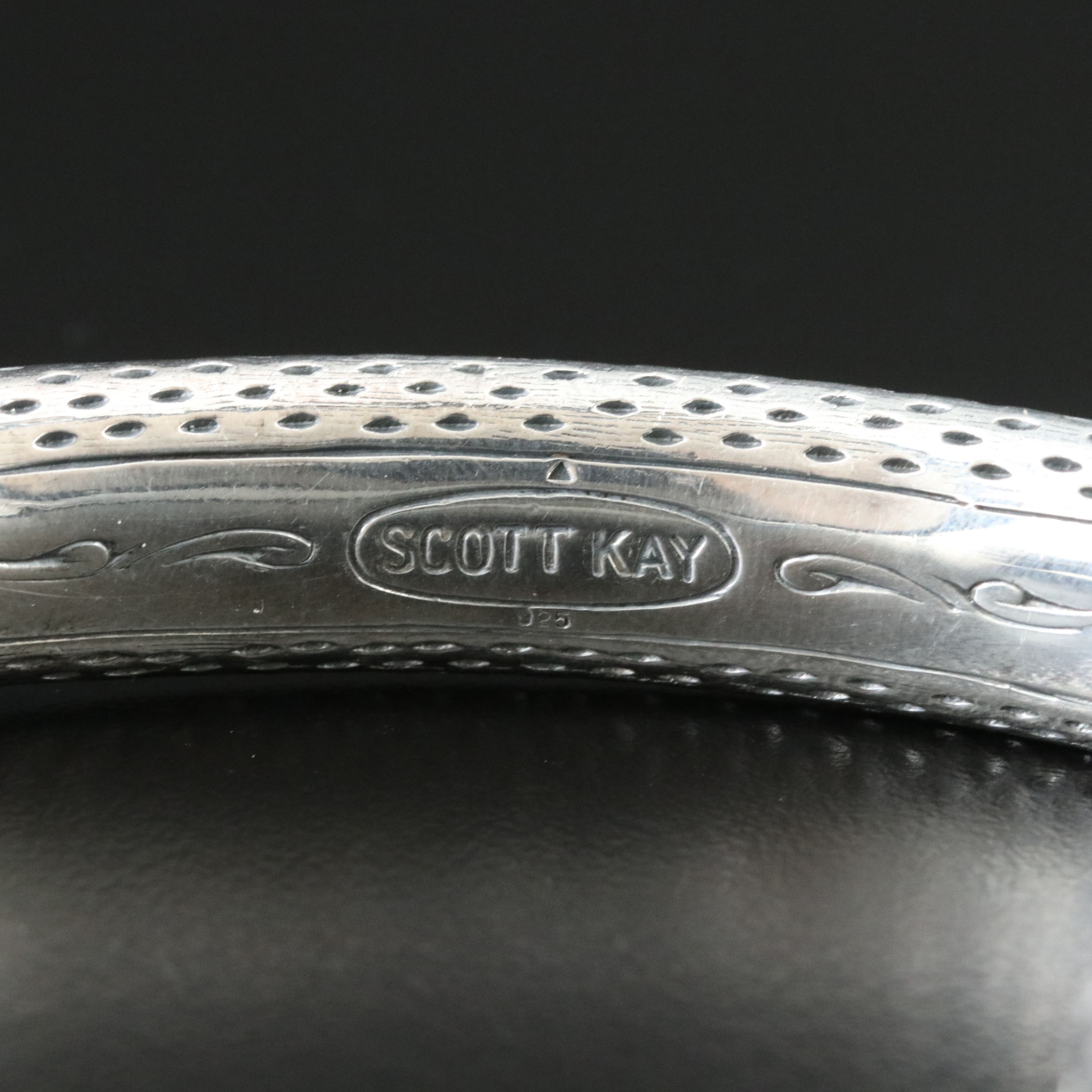 Scott Kay Sterling Braided Leather Inlay Cuff Bracelet