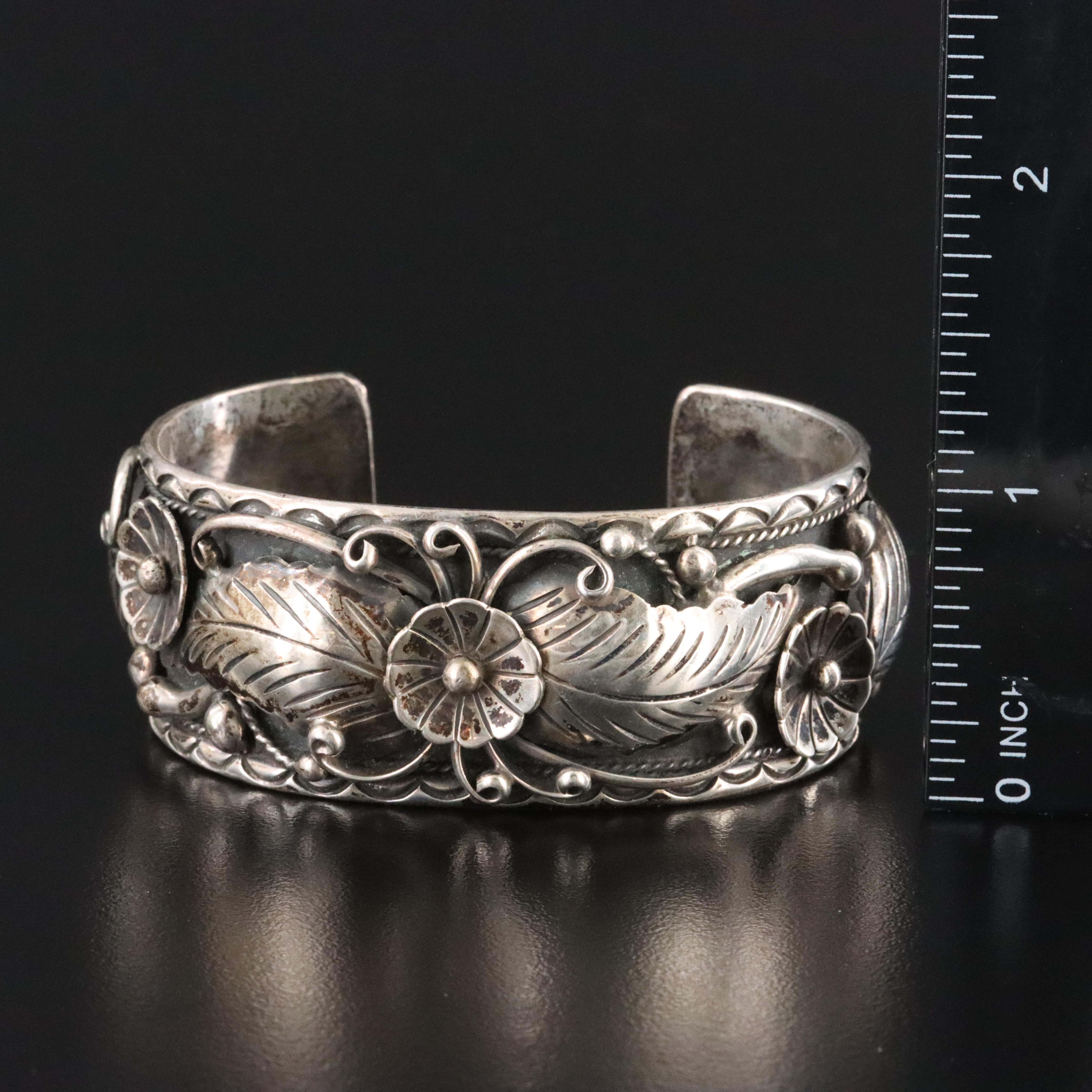 Fred James Navajo Diné Sterling Appliqué Cuff