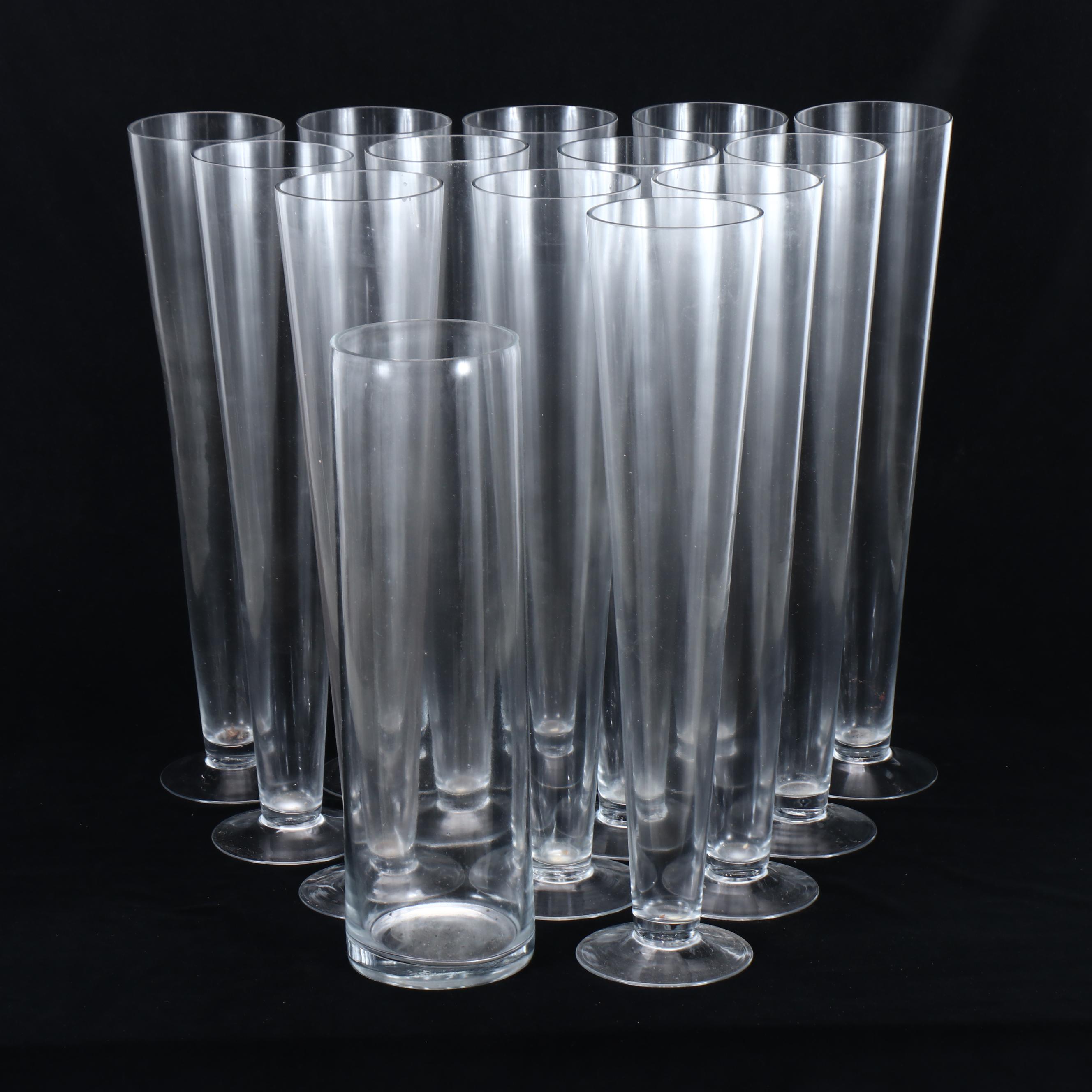 Tall Clear Glass Trumpet Vases