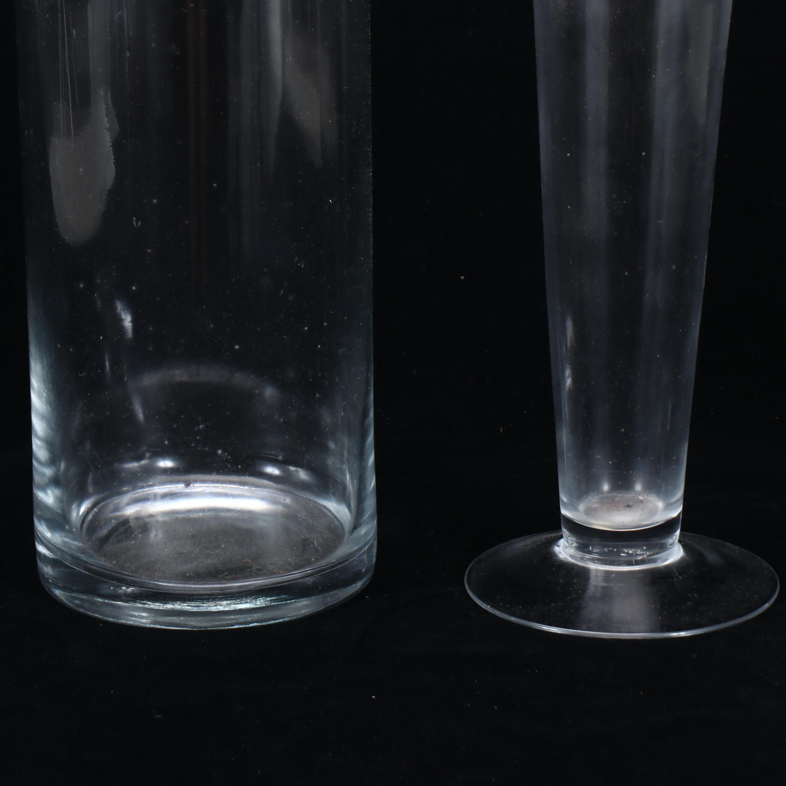 Tall Clear Glass Trumpet Vases