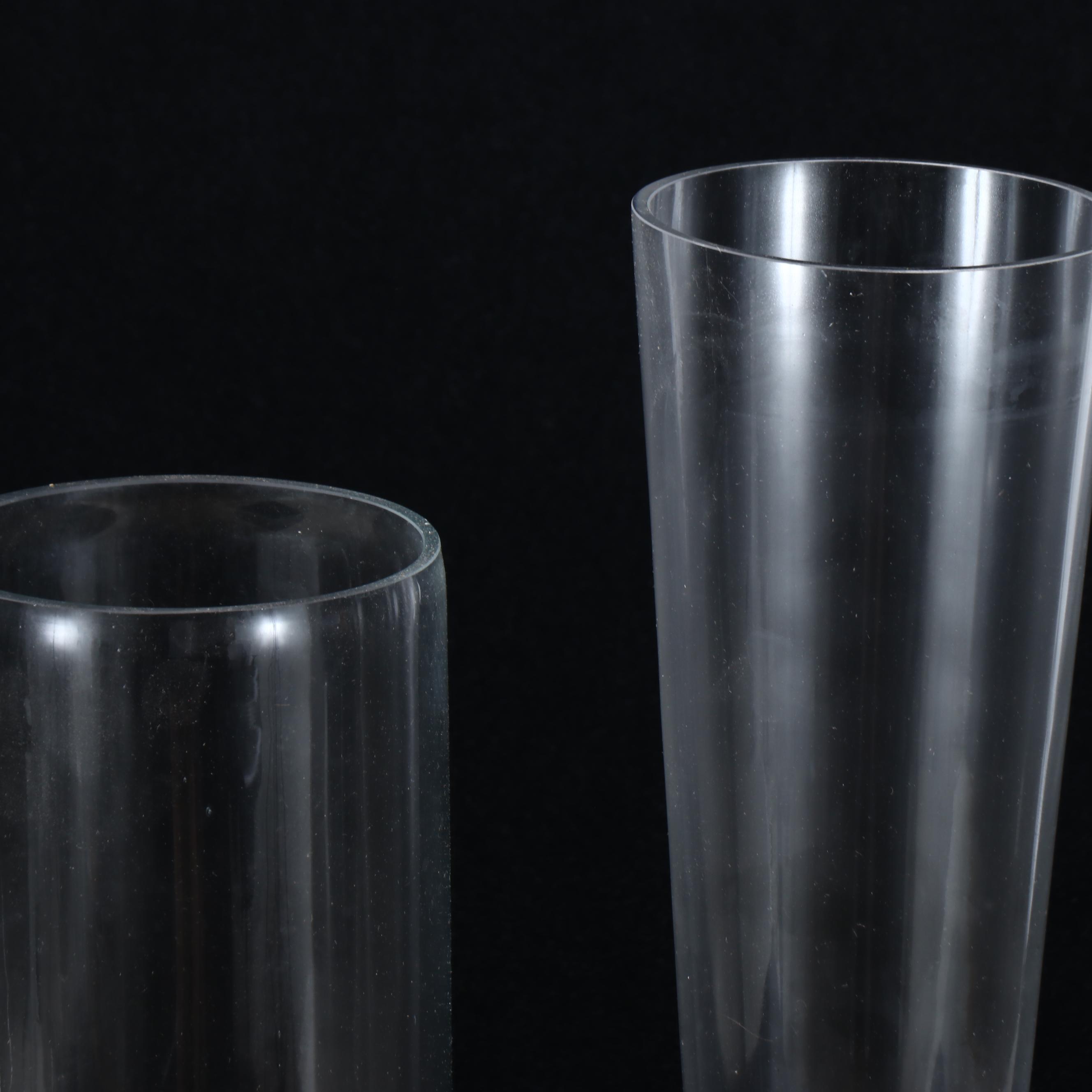 Tall Clear Glass Trumpet Vases