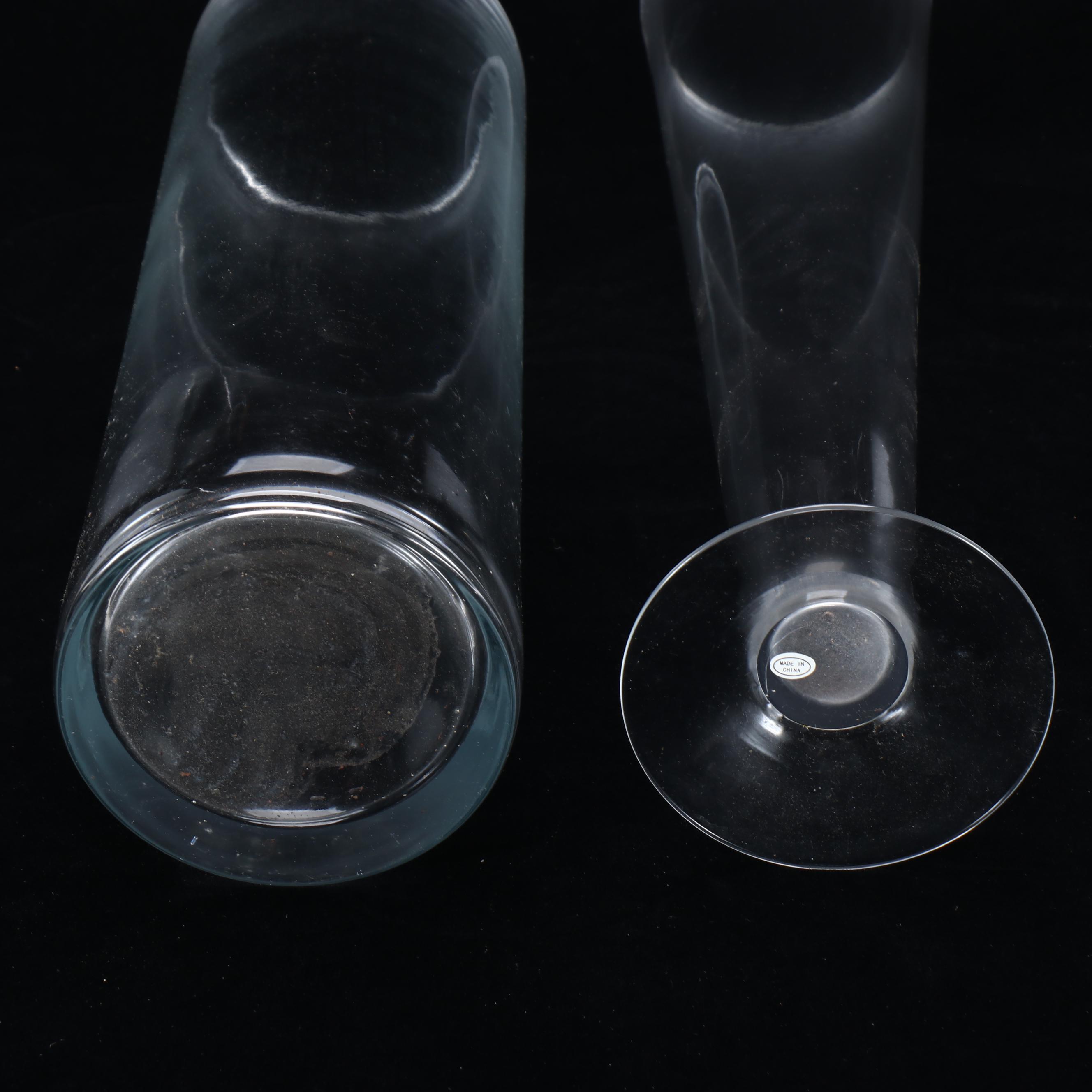 Tall Clear Glass Trumpet Vases