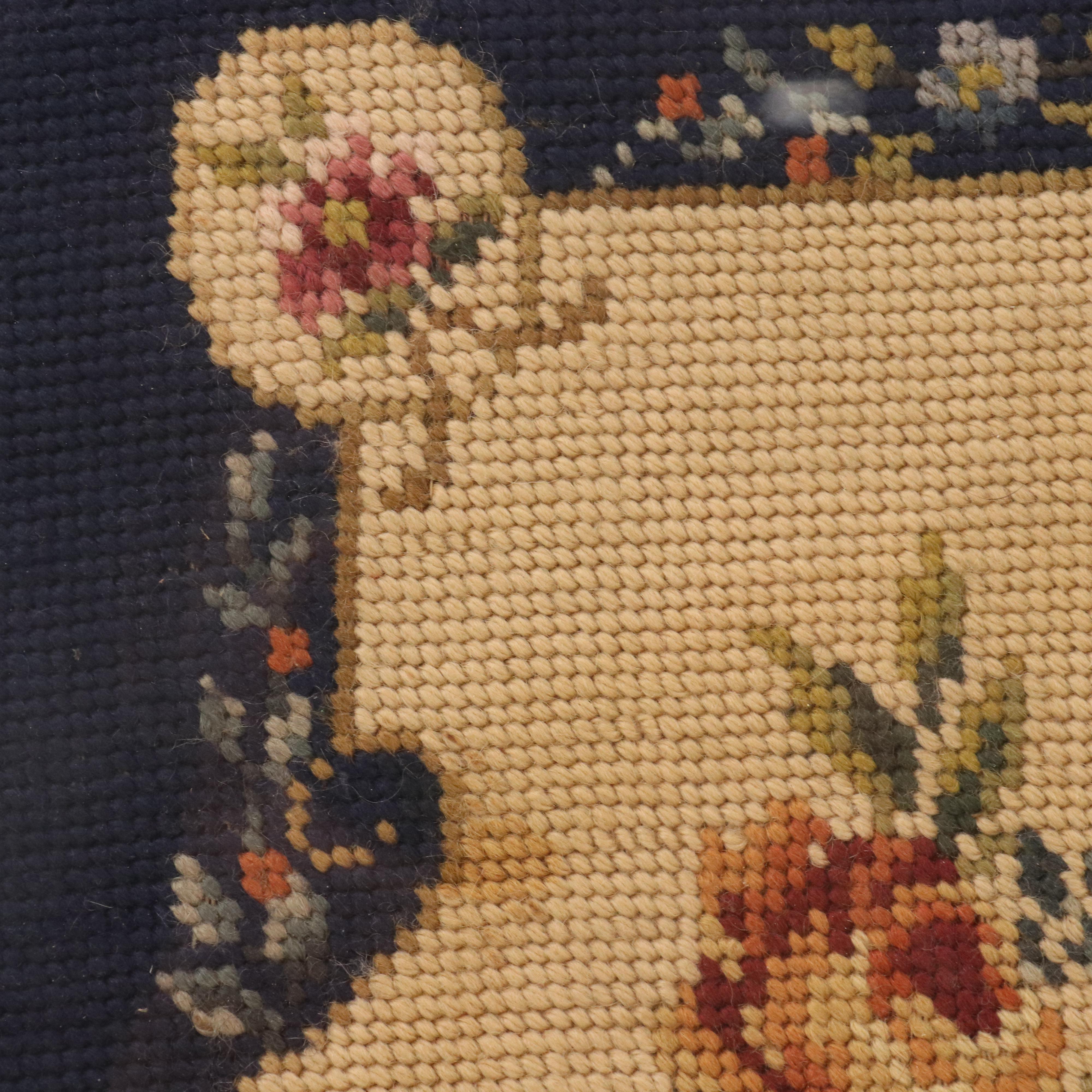 Framed Ukranian Needlepoint with Floral Motif