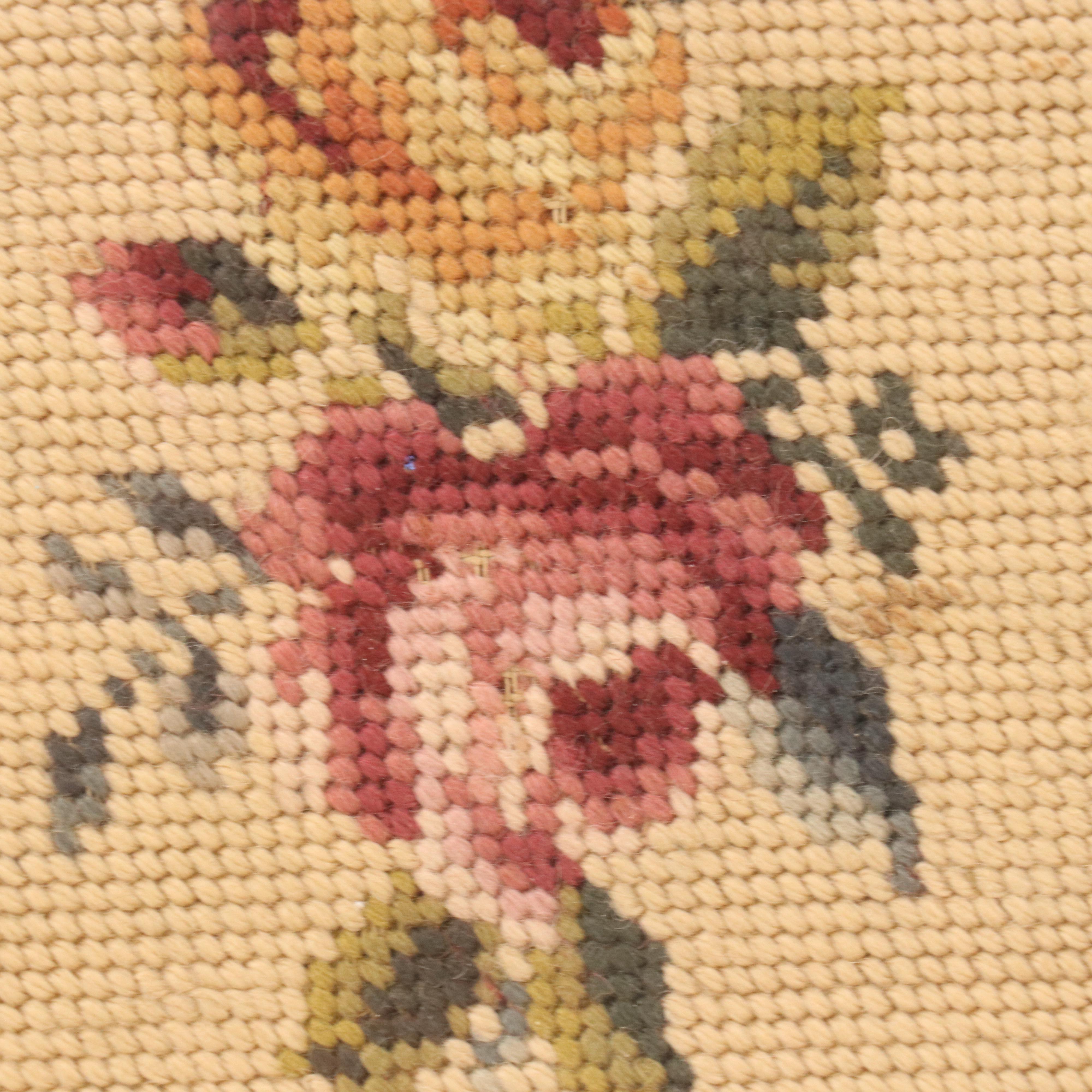 Framed Ukranian Needlepoint with Floral Motif