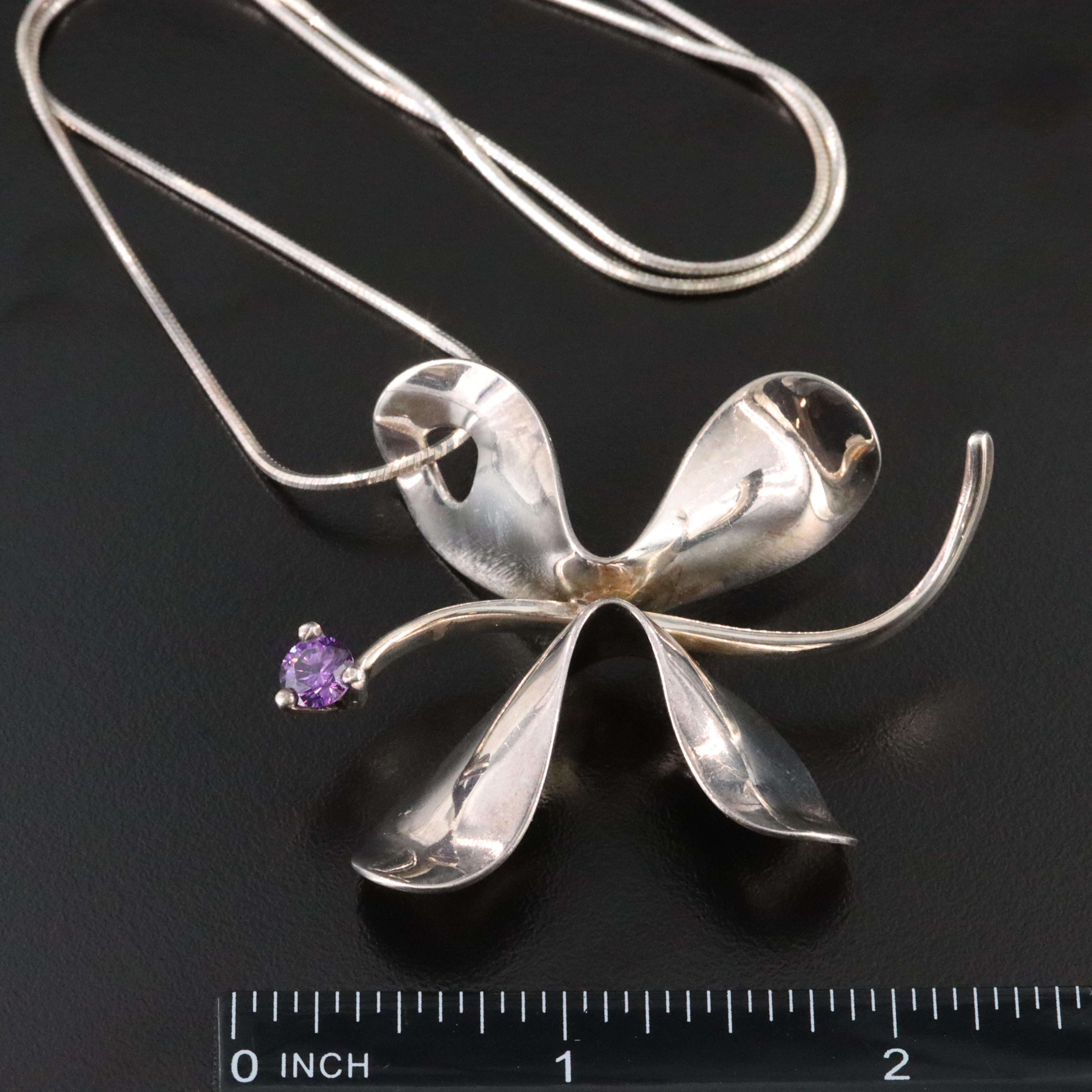 Sterling CZ Butterfly Pendant Necklace