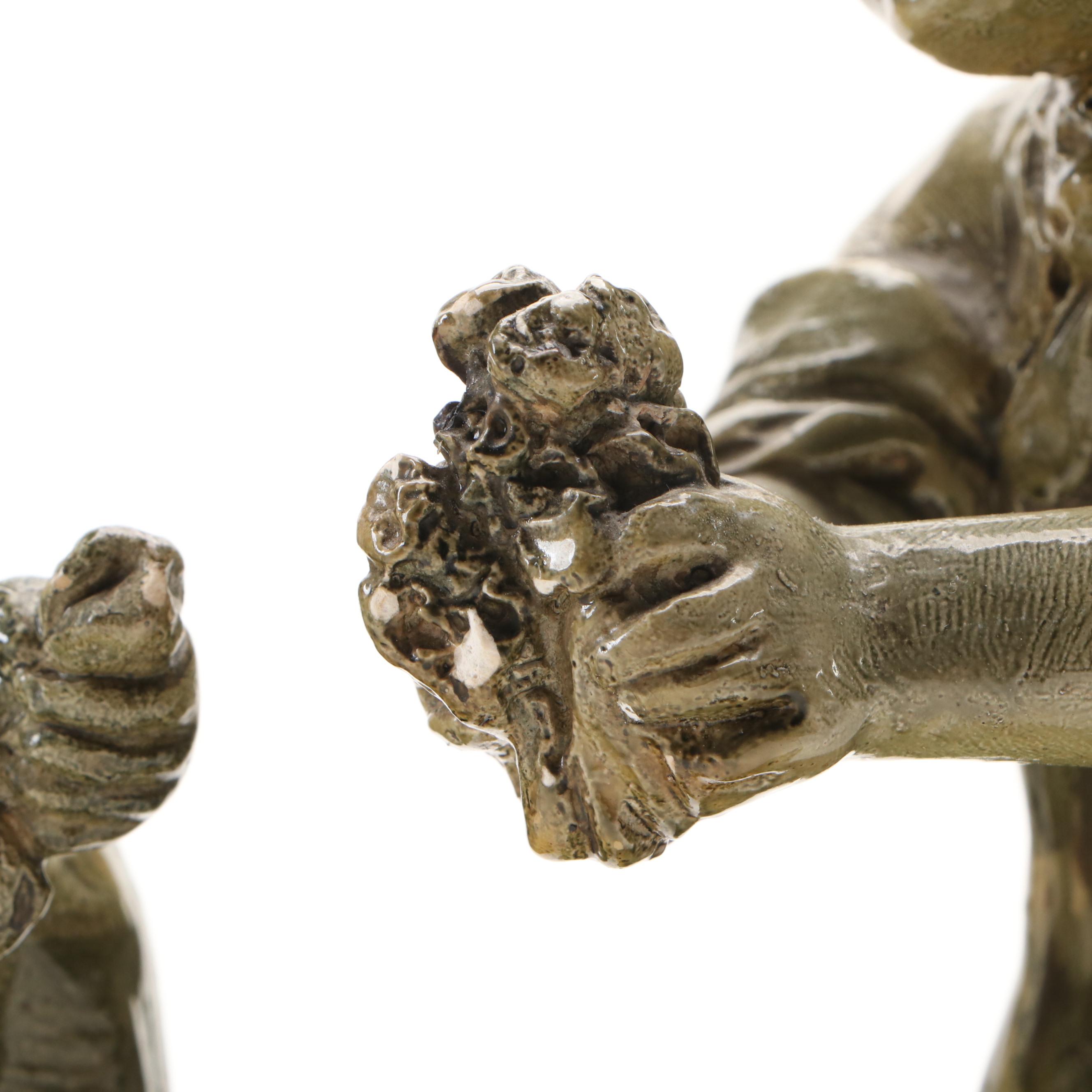 Rococo Style Painted Chalkware Children Gathering Flowers Figurines