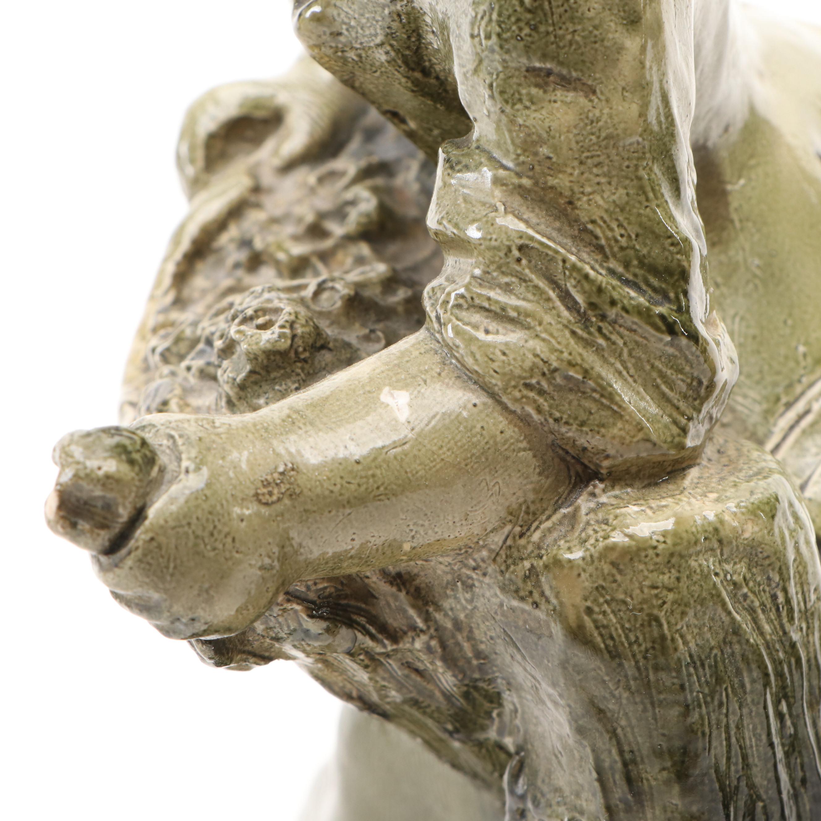 Rococo Style Painted Chalkware Children Gathering Flowers Figurines